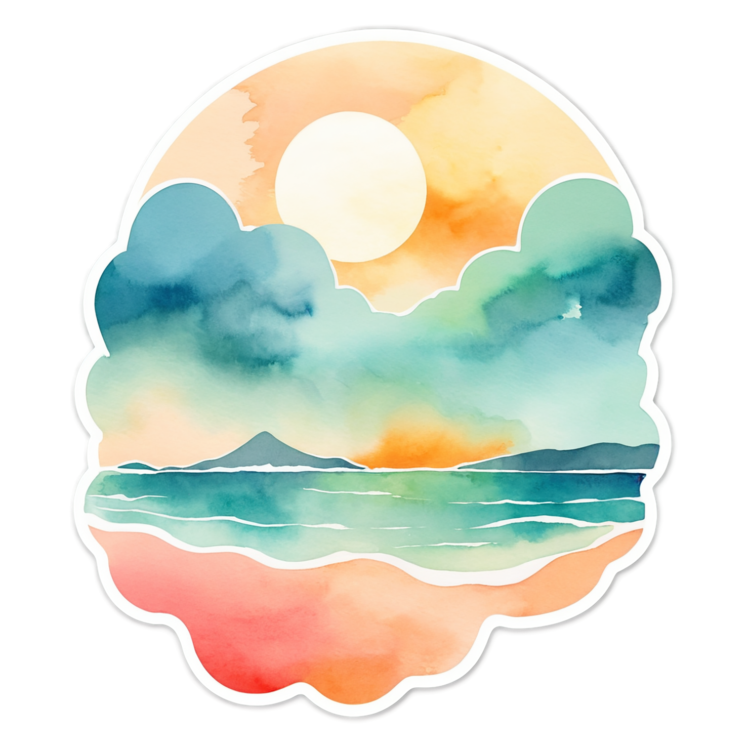 Beach Watercolor sticker isolated on transparent background #12966