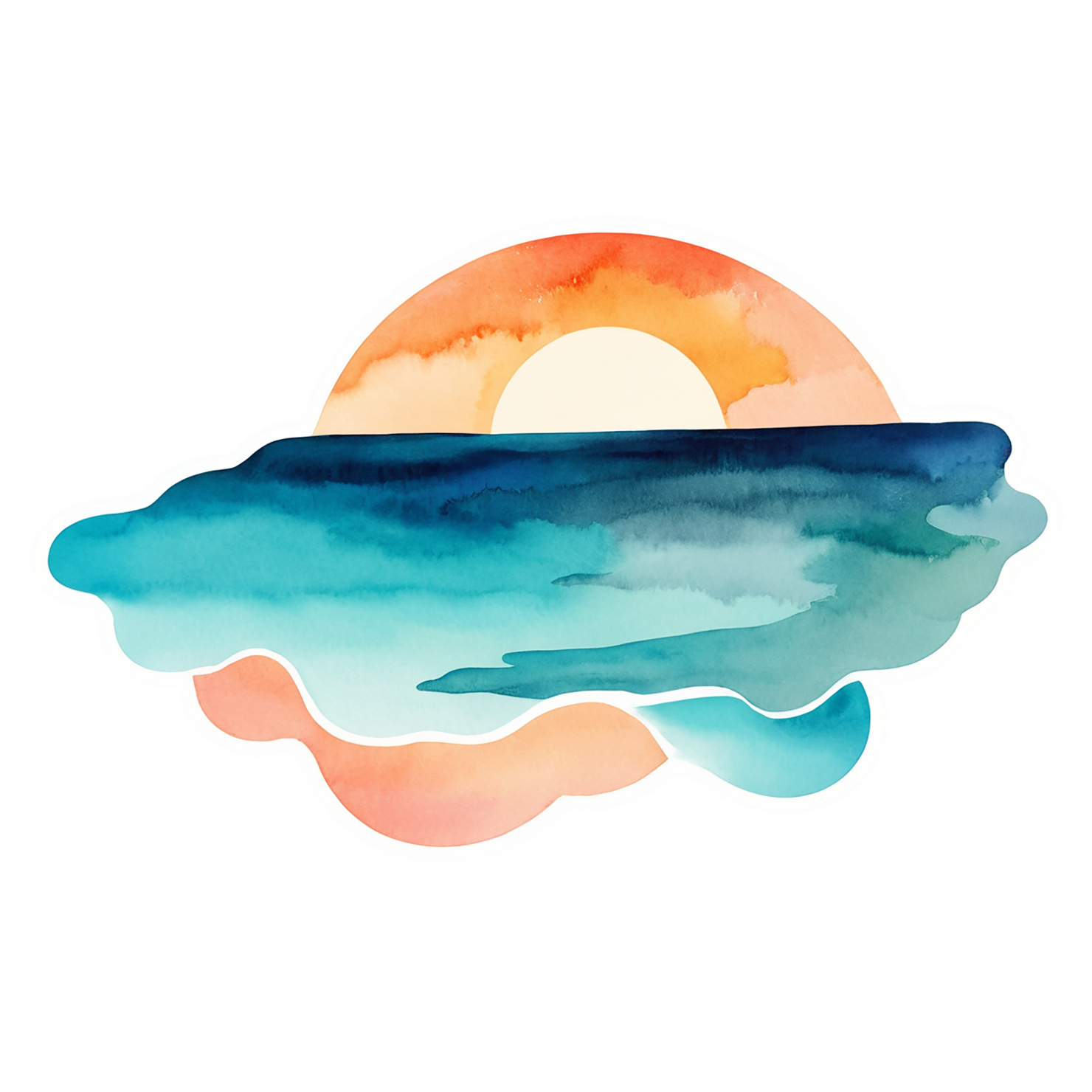 Beach Watercolor sticker isolated on transparent background #12967