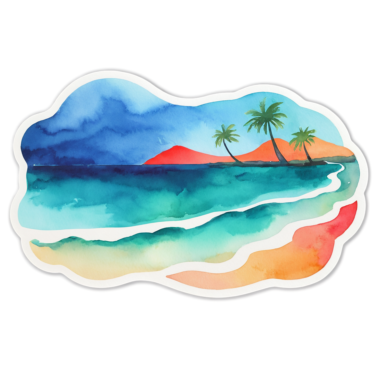 Beach Watercolor sticker isolated on transparent background #12968