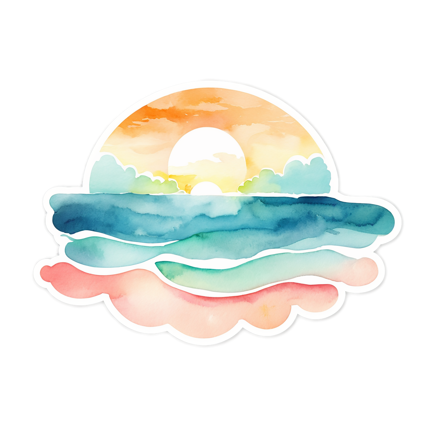 Beach Watercolor sticker isolated on transparent background #12970