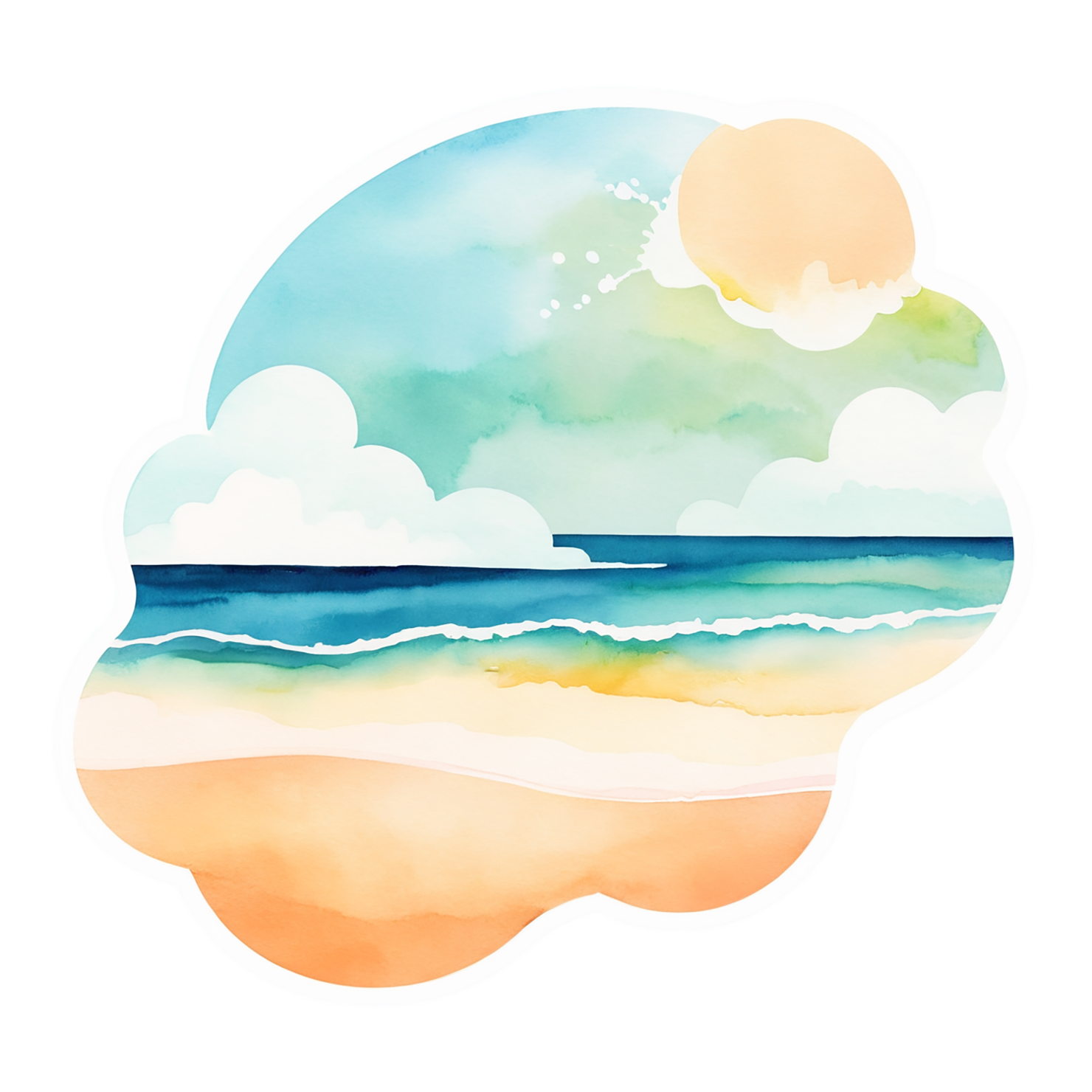 Beach Watercolor sticker isolated on transparent background #12971