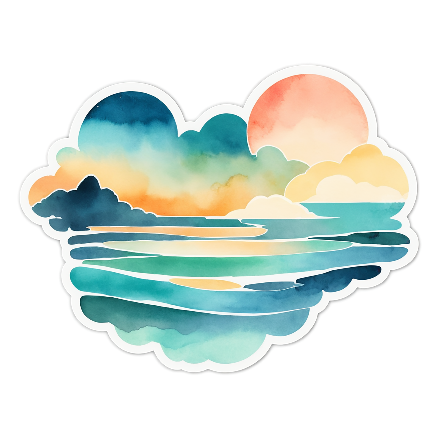 Beach Watercolor sticker isolated on transparent background #12972