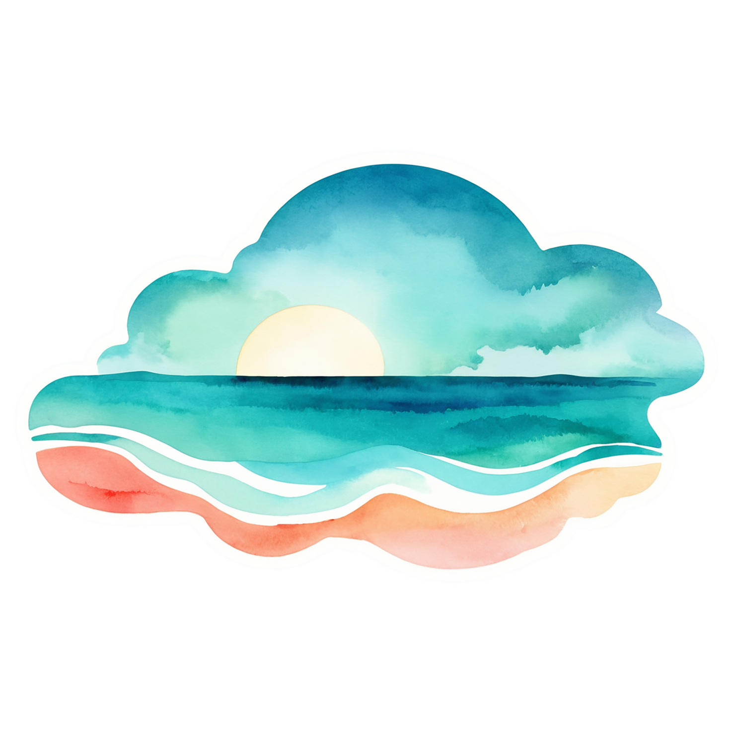 Beach Watercolor sticker isolated on transparent background #12973
