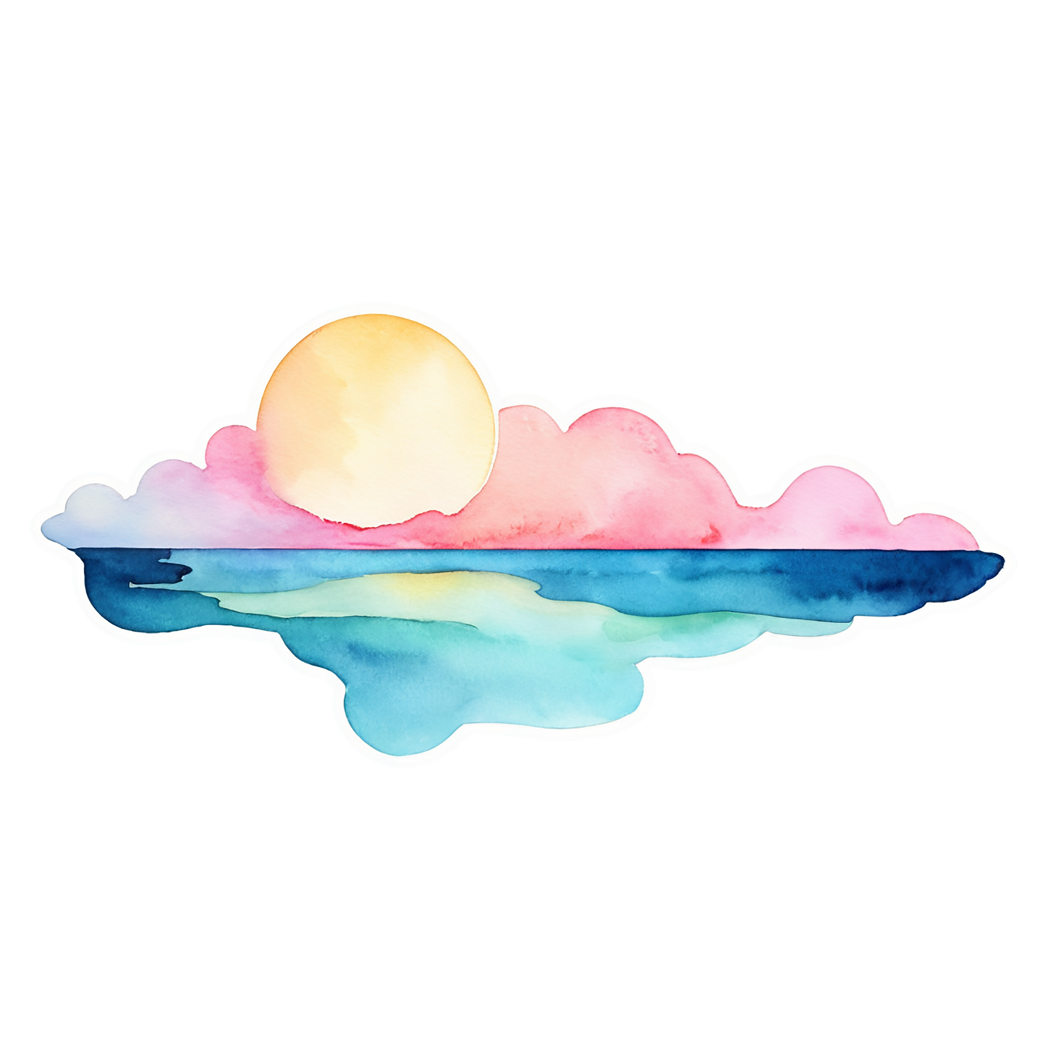 Beach Watercolor sticker isolated on transparent background #12974