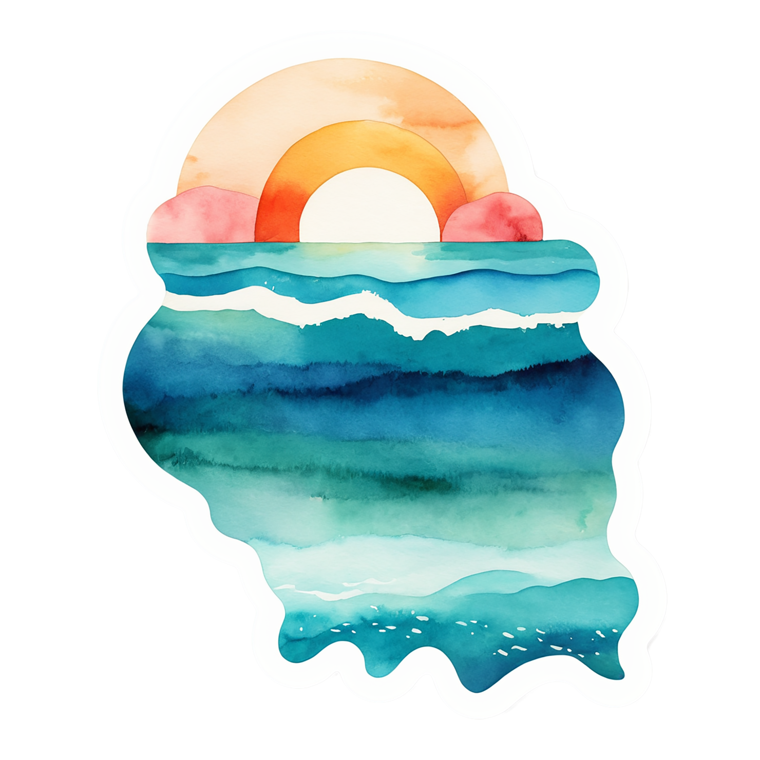 Beach Watercolor sticker isolated on transparent background #12975