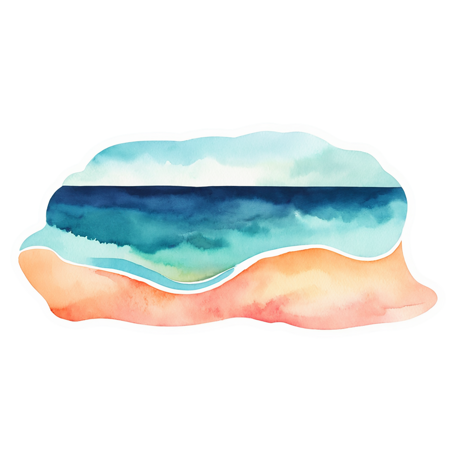 Beach Watercolor sticker isolated on transparent background #12976