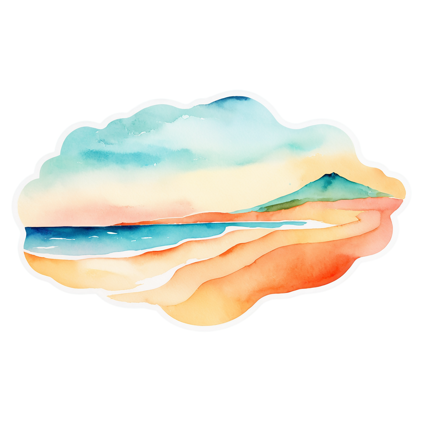 Beach Watercolor sticker isolated on transparent background #12977