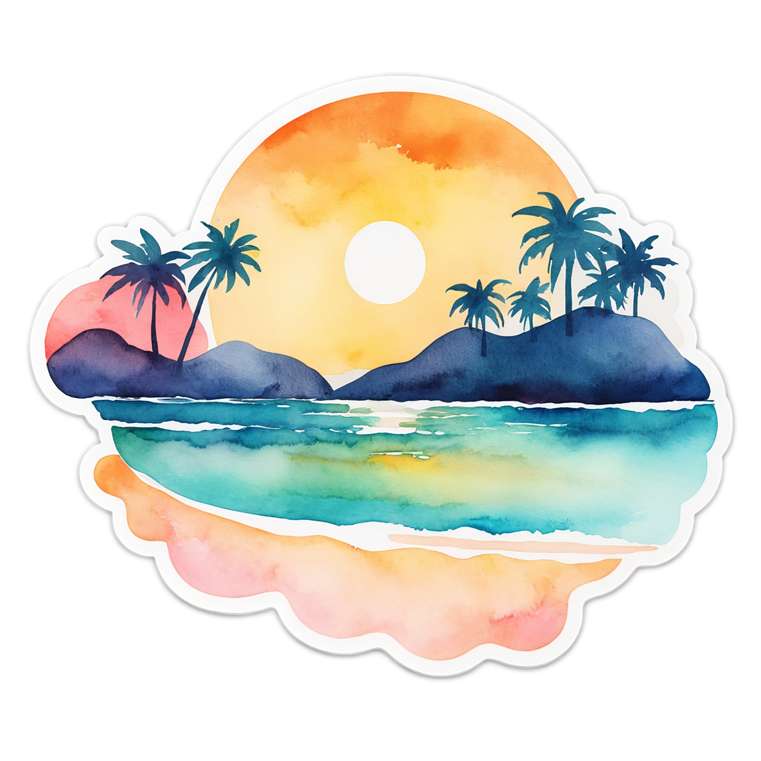Beach Watercolor sticker isolated on transparent background #12978