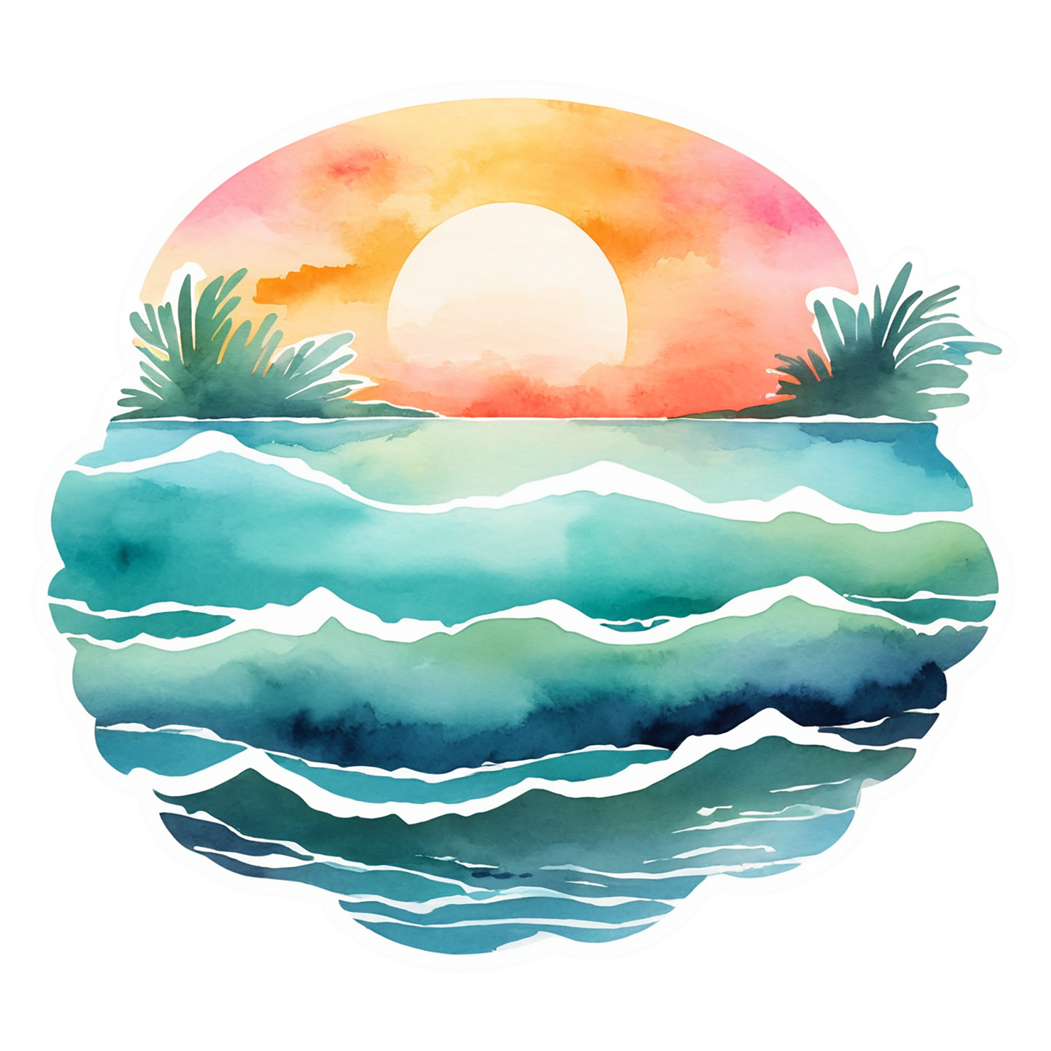 Beach Watercolor sticker isolated on transparent background #12979