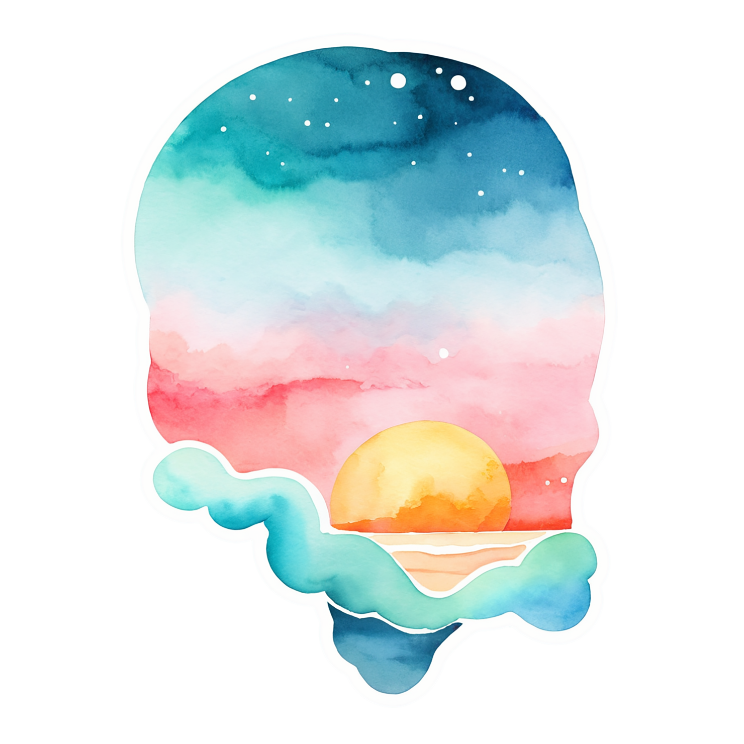 Beach Watercolor sticker isolated on transparent background #12980
