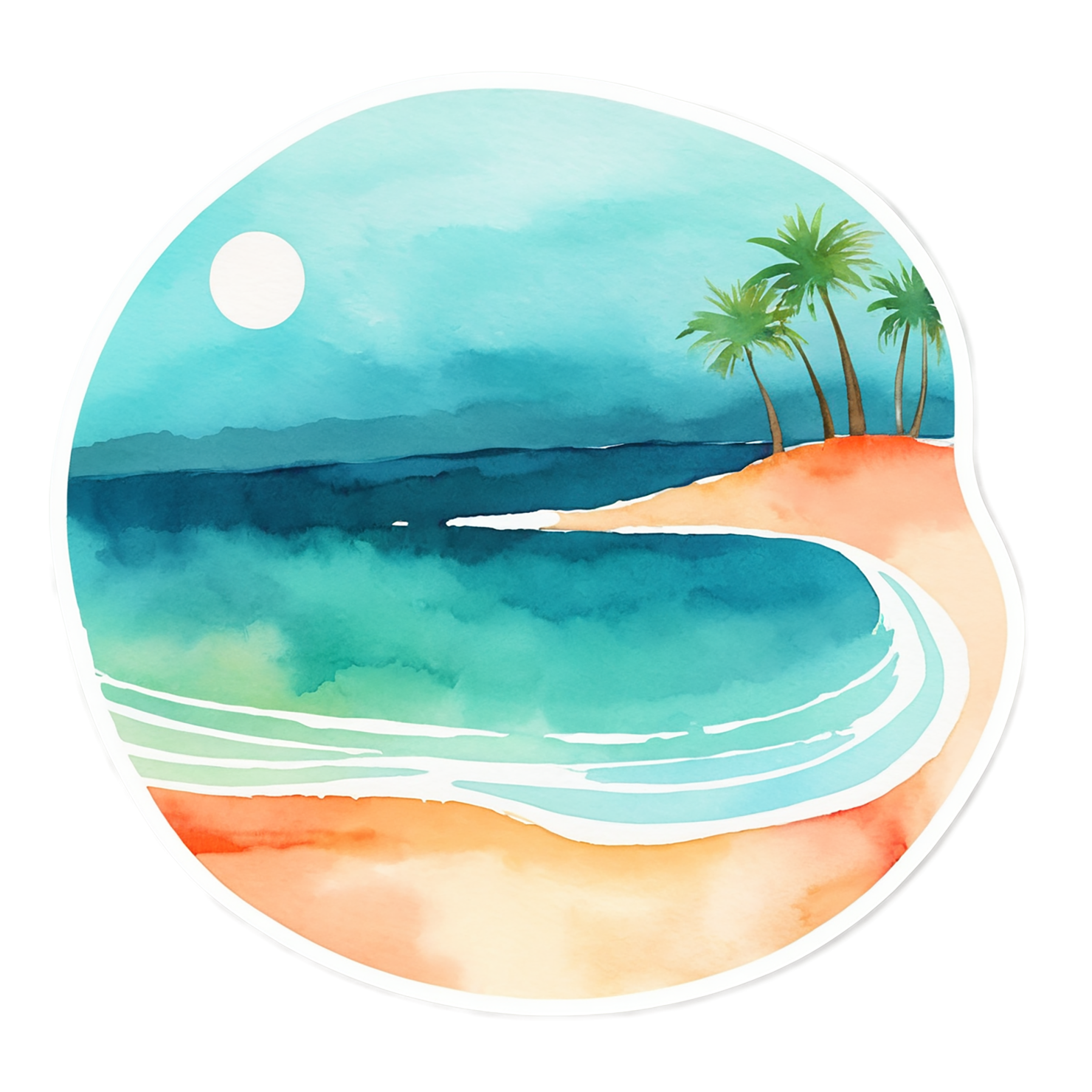Beach Watercolor sticker isolated on transparent background #12981