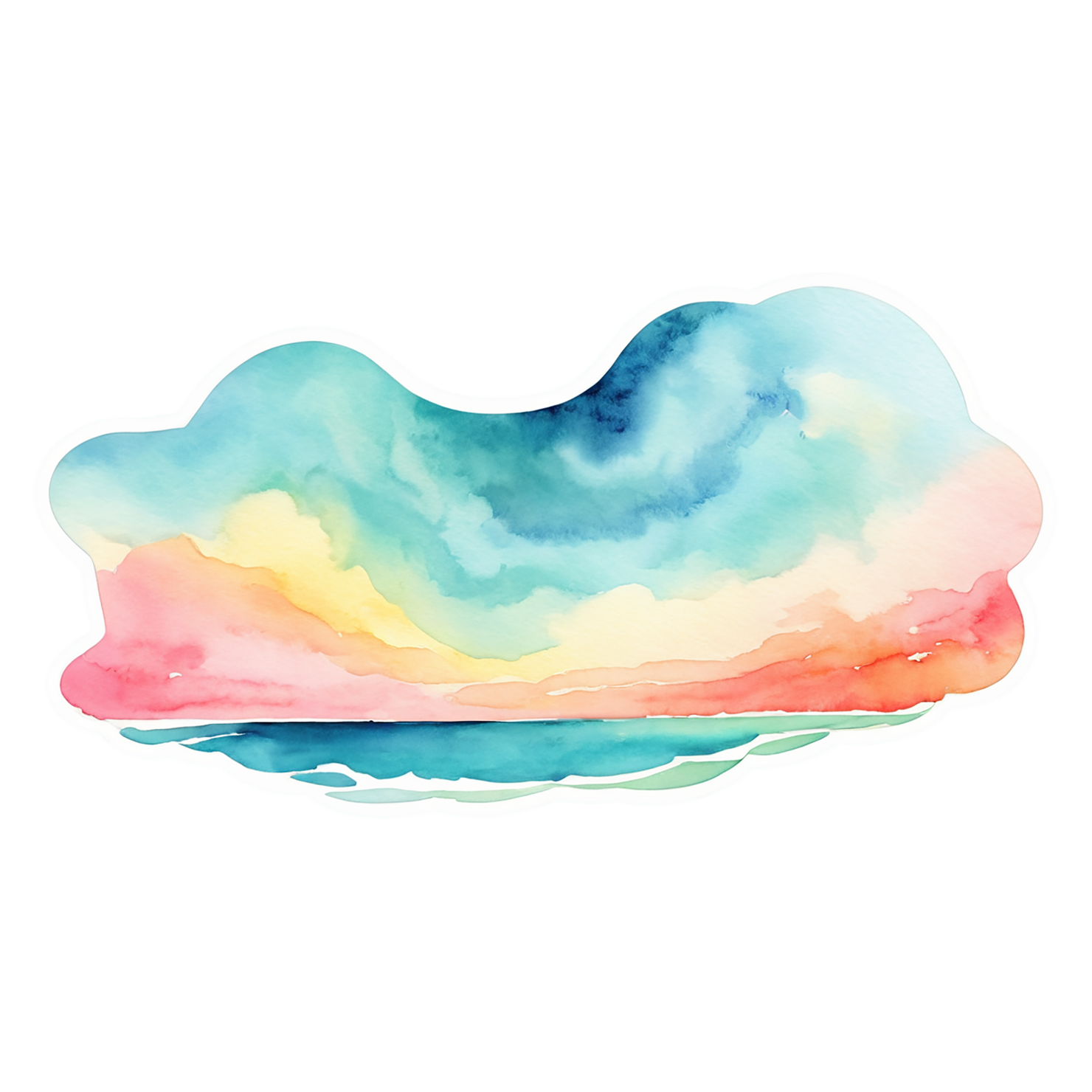 Beach Watercolor sticker isolated on transparent background #12982