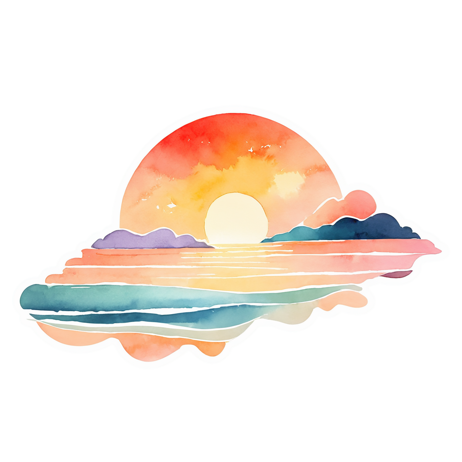 Beach Watercolor sticker isolated on transparent background #12983