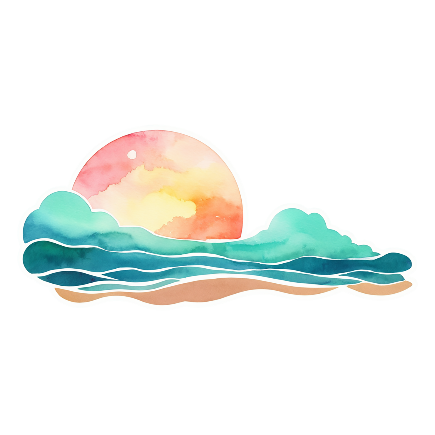 Beach Watercolor sticker isolated on transparent background #12984