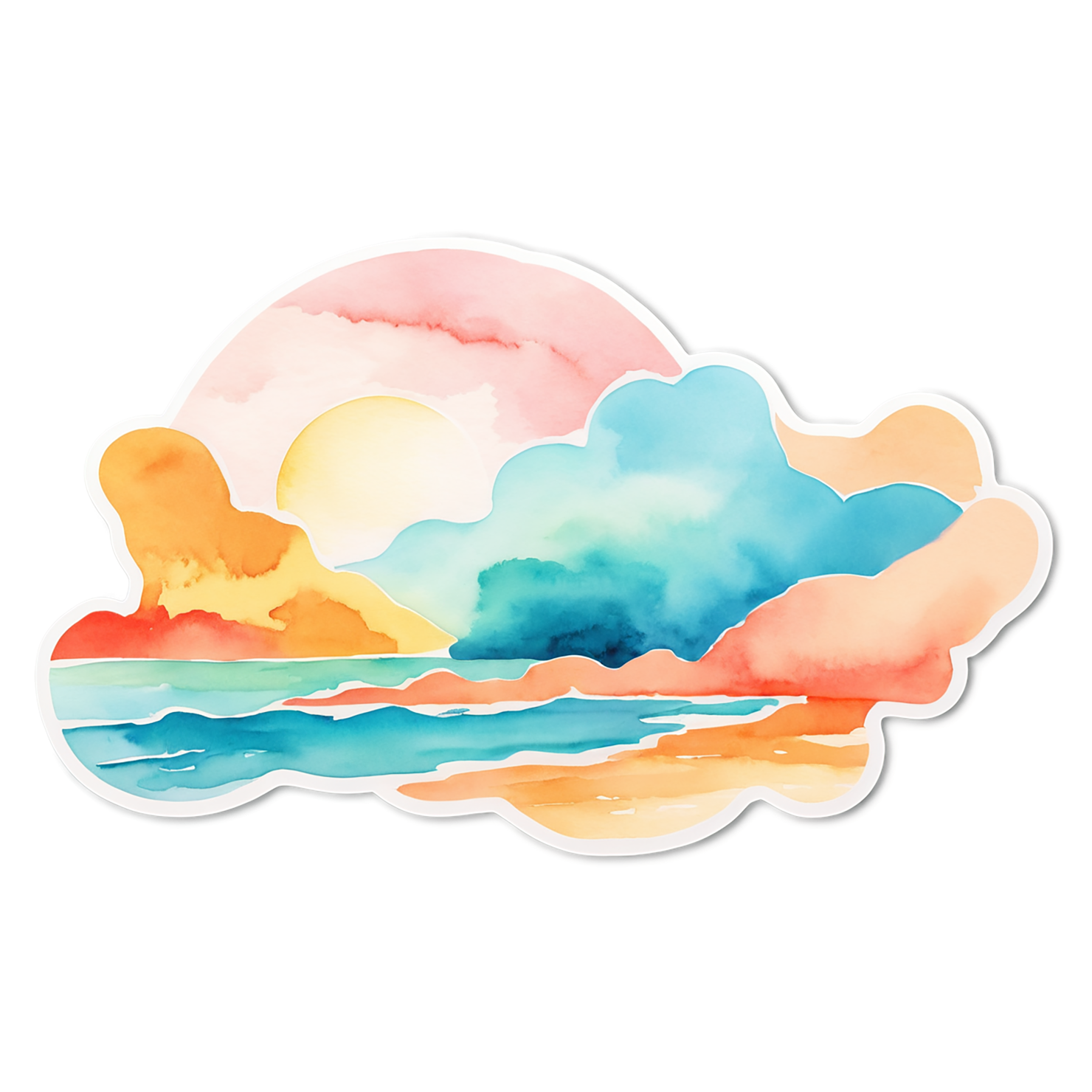 Beach Watercolor sticker isolated on transparent background #12985