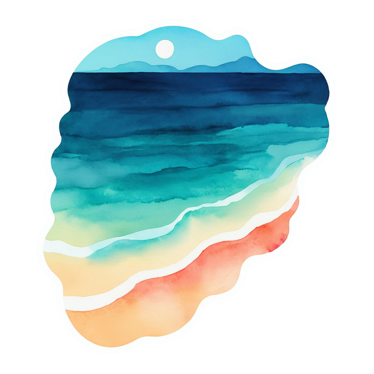 Beach Watercolor sticker isolated on transparent background #12986
