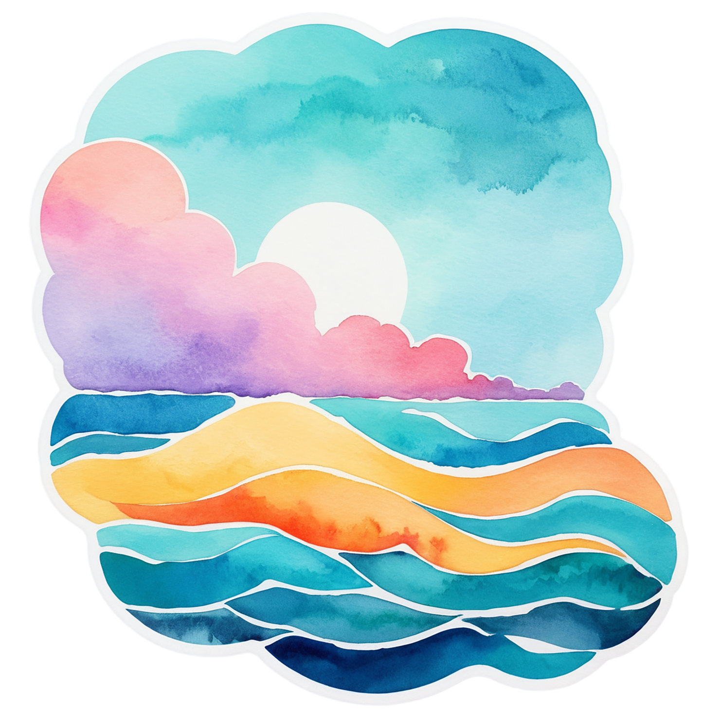 Beach Watercolor sticker isolated on transparent background #12988