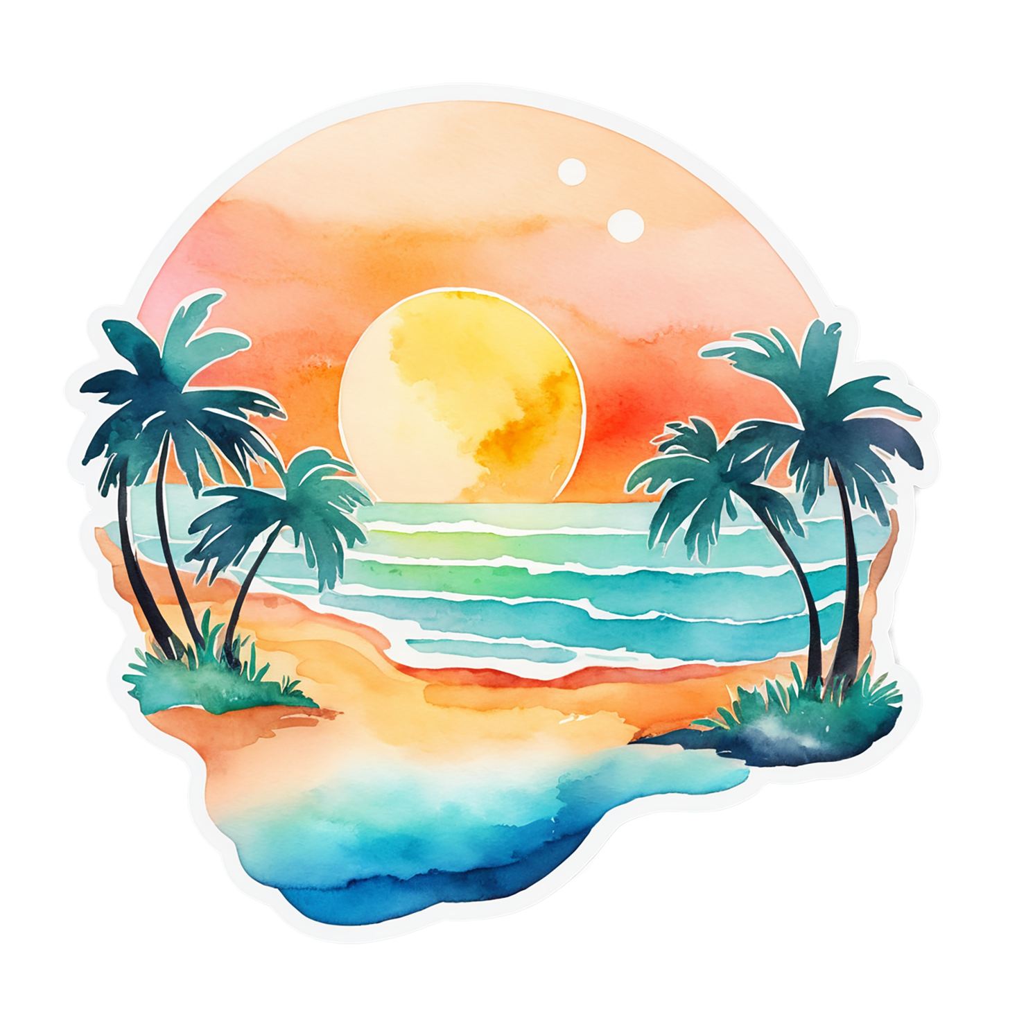 Beach Watercolor sticker isolated on transparent background #12990