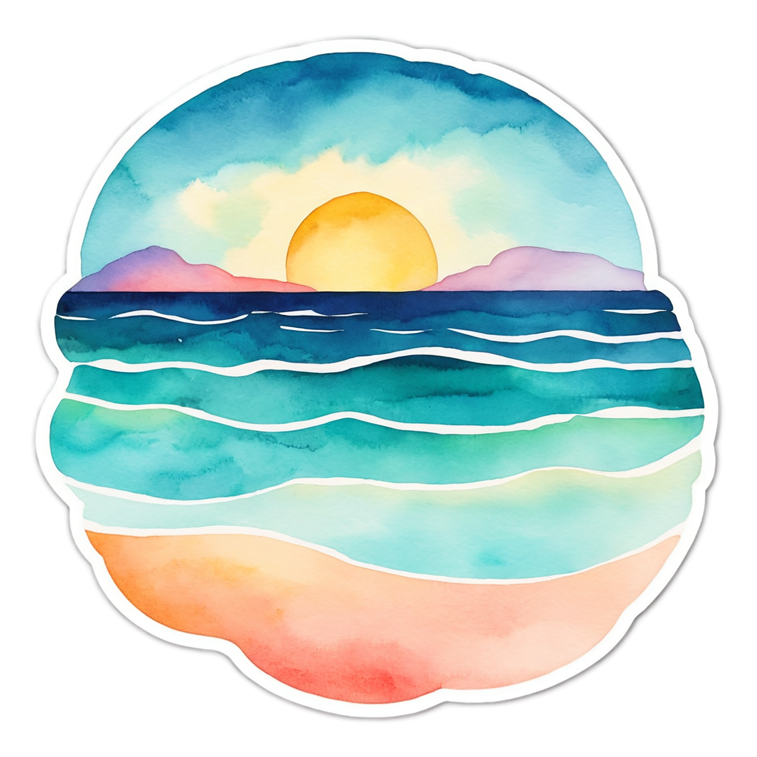 Beach Watercolor sticker isolated on transparent background #12991