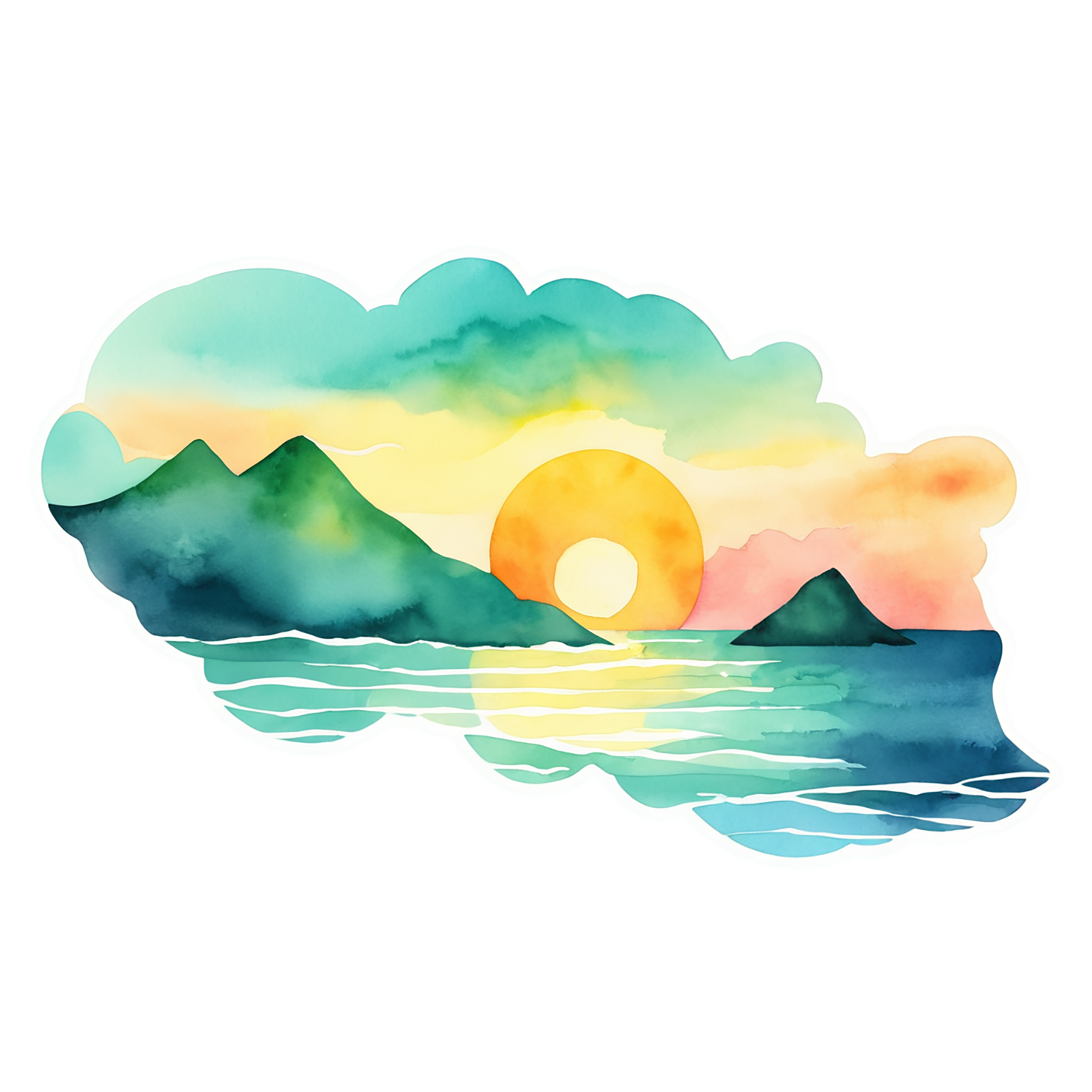 Beach Watercolor sticker isolated on transparent background #12992