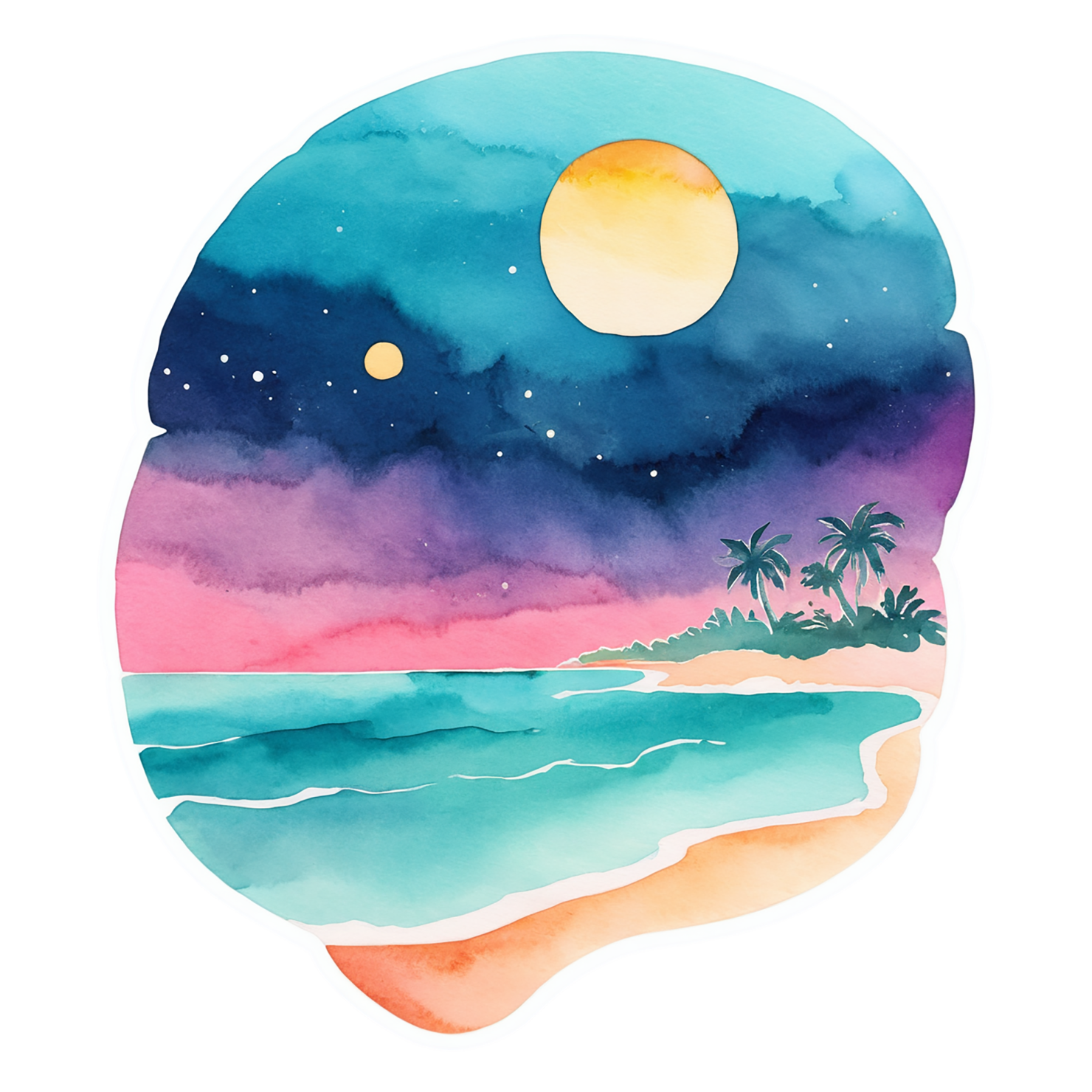 Beach Watercolor sticker isolated on transparent background #12993