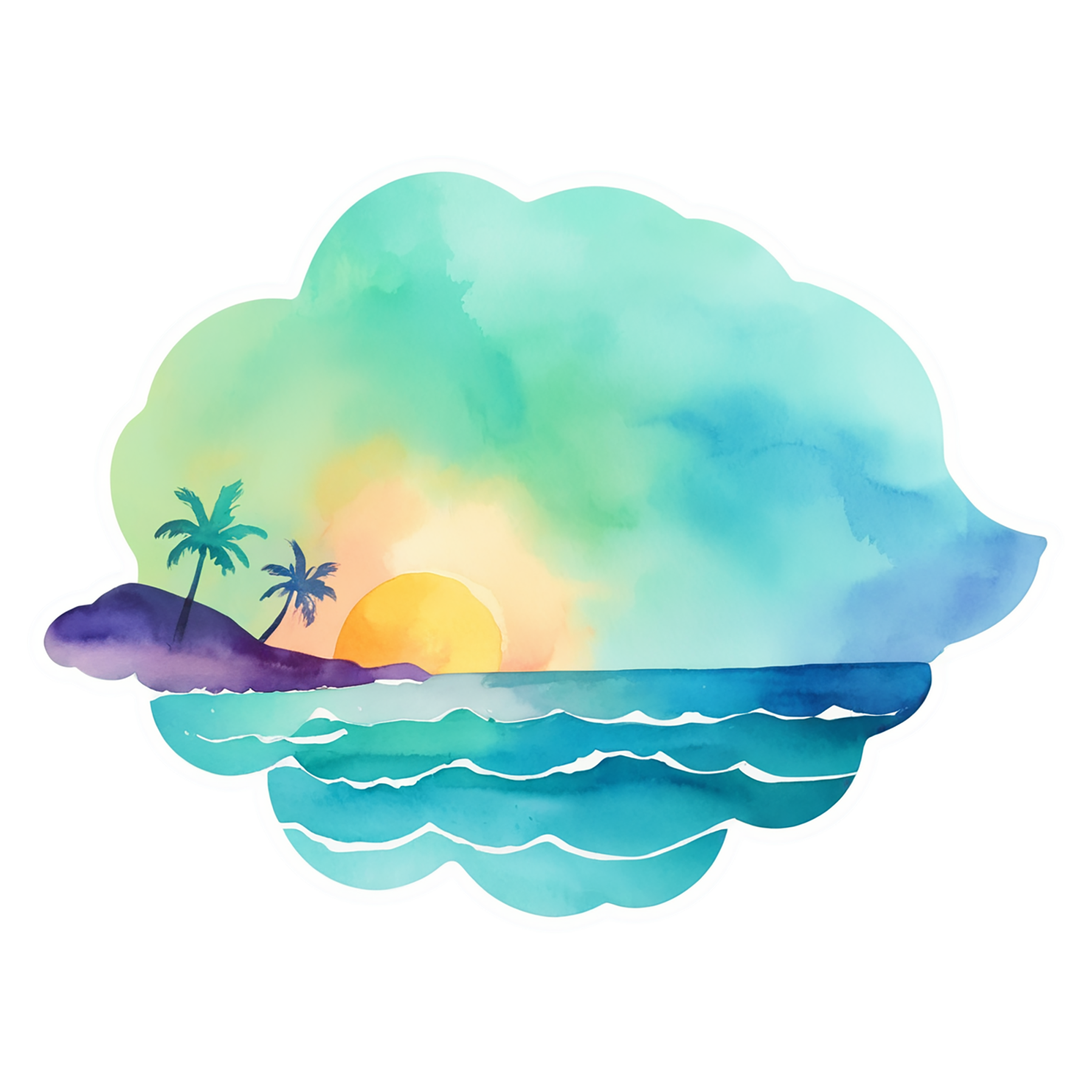 Beach Watercolor sticker isolated on transparent background #12995