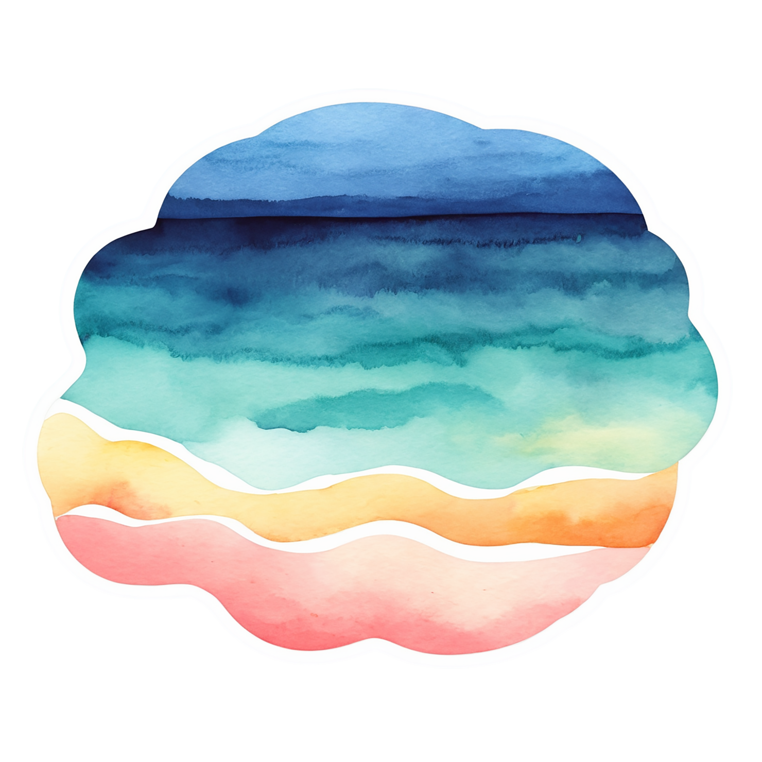 Beach Watercolor sticker isolated on transparent background #12996