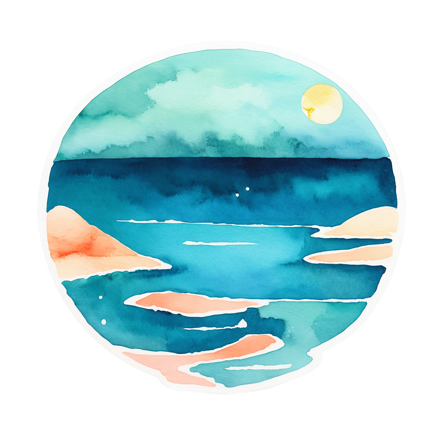 Beach Watercolor sticker isolated on transparent background #12999