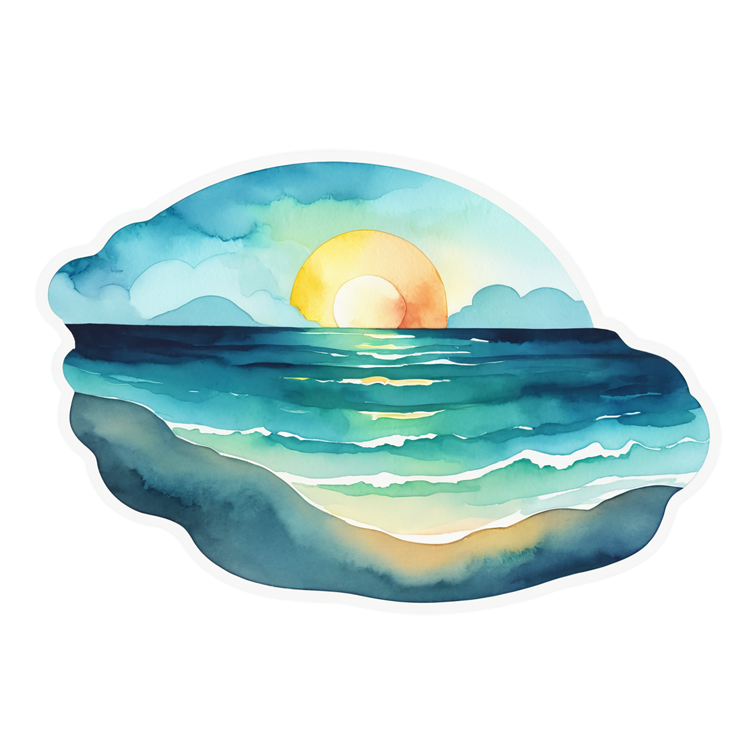 Beach Watercolor sticker isolated on transparent background #13001