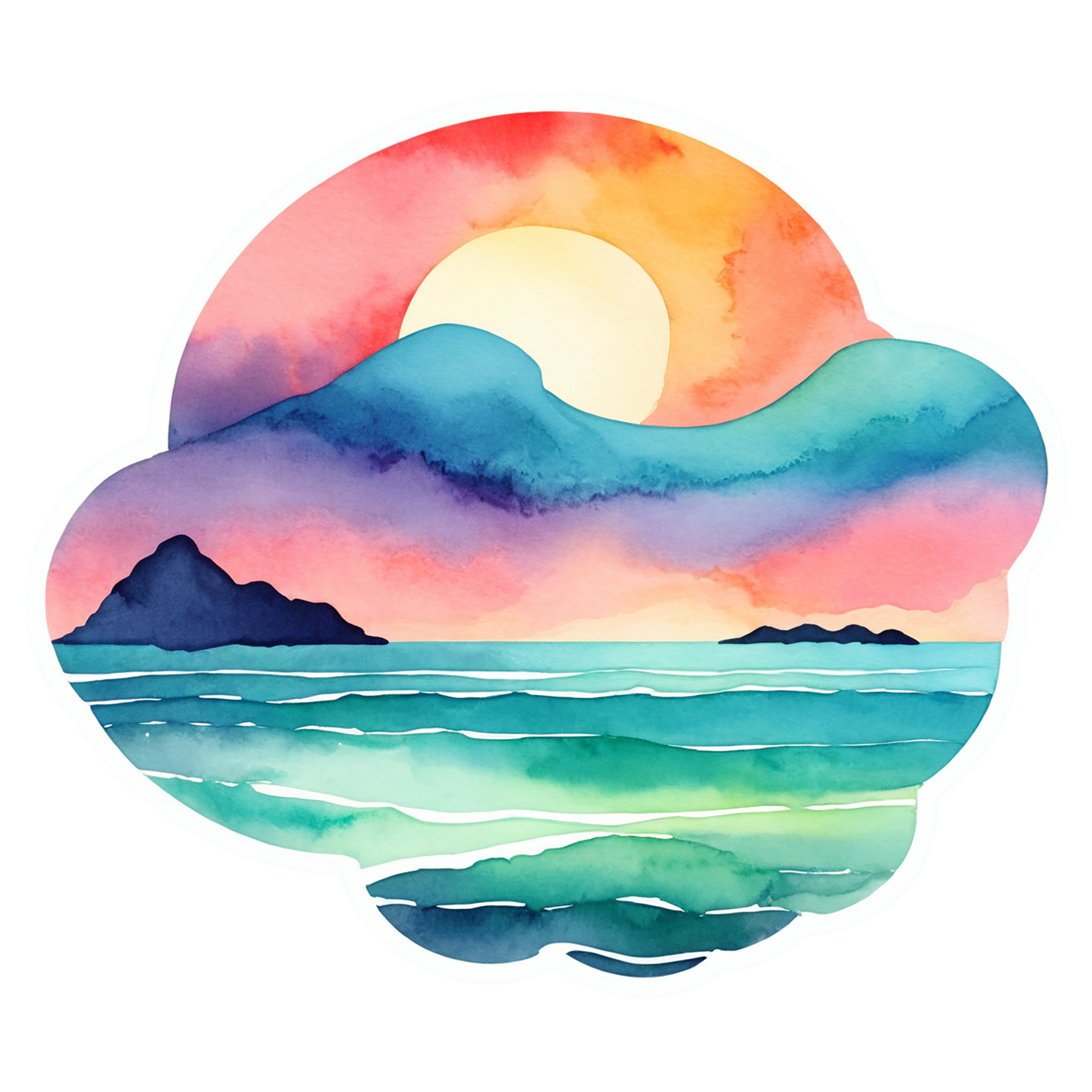 Beach Watercolor sticker isolated on transparent background #13003