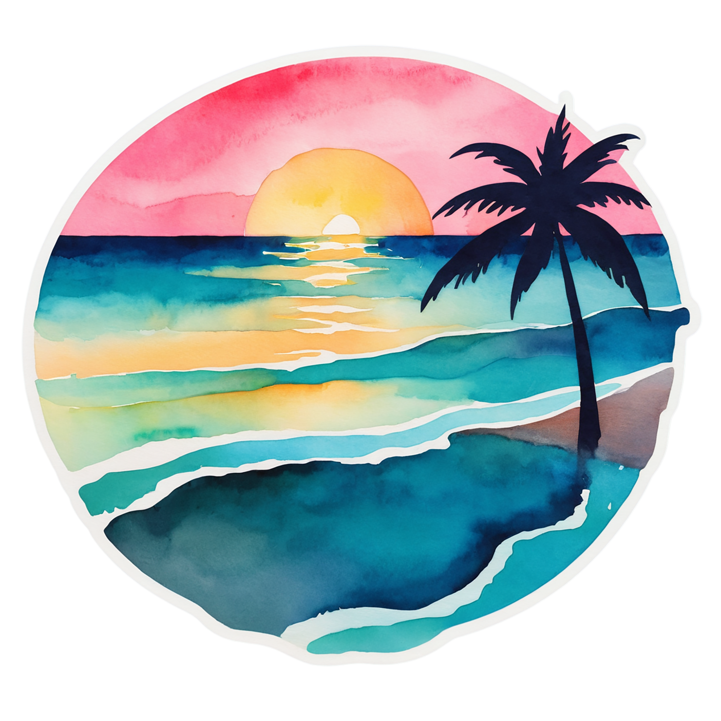 Beach Watercolor sticker isolated on transparent background #13004