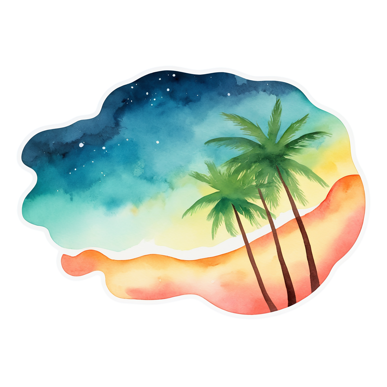 Beach Watercolor sticker isolated on transparent background #13005