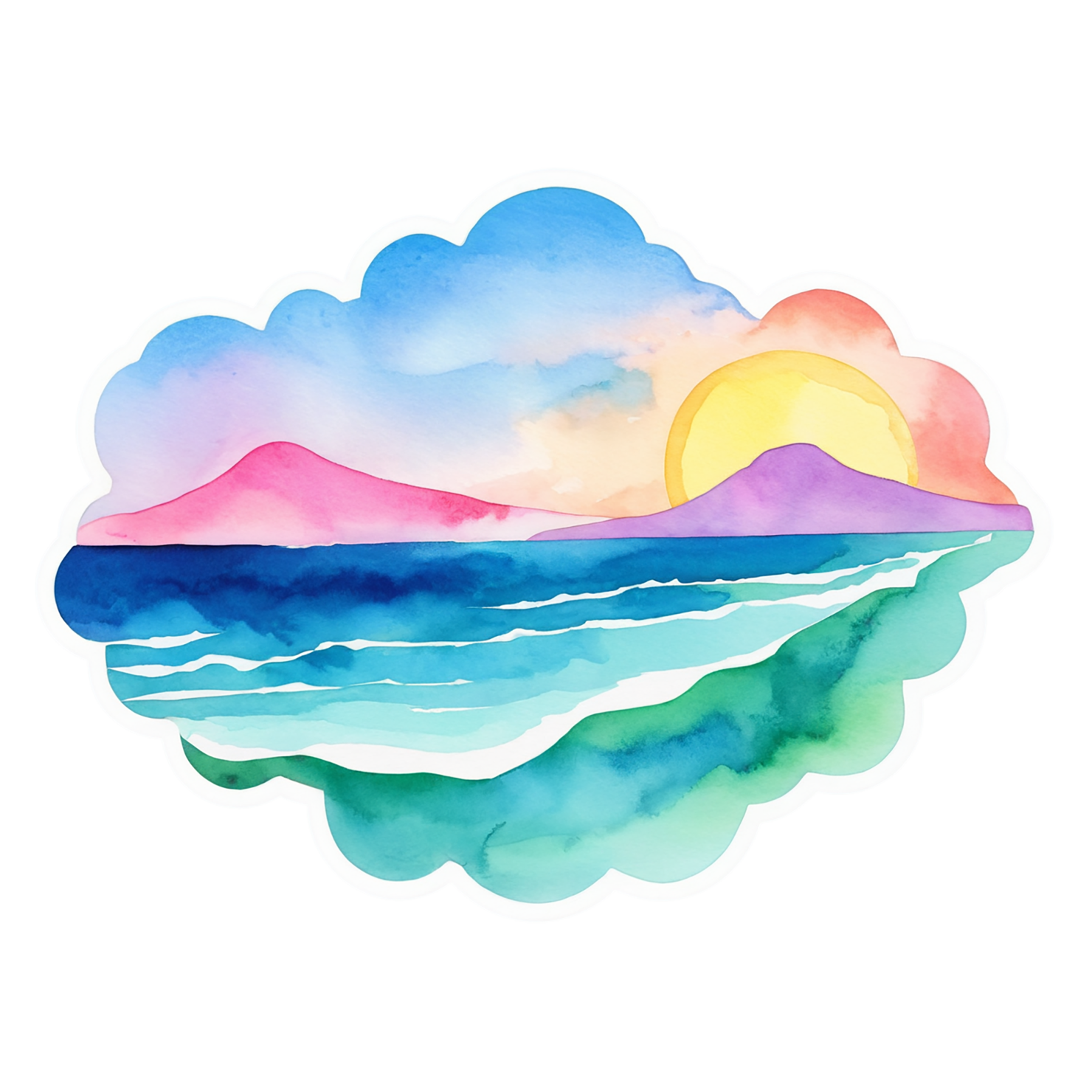 Beach Watercolor sticker isolated on transparent background #13008