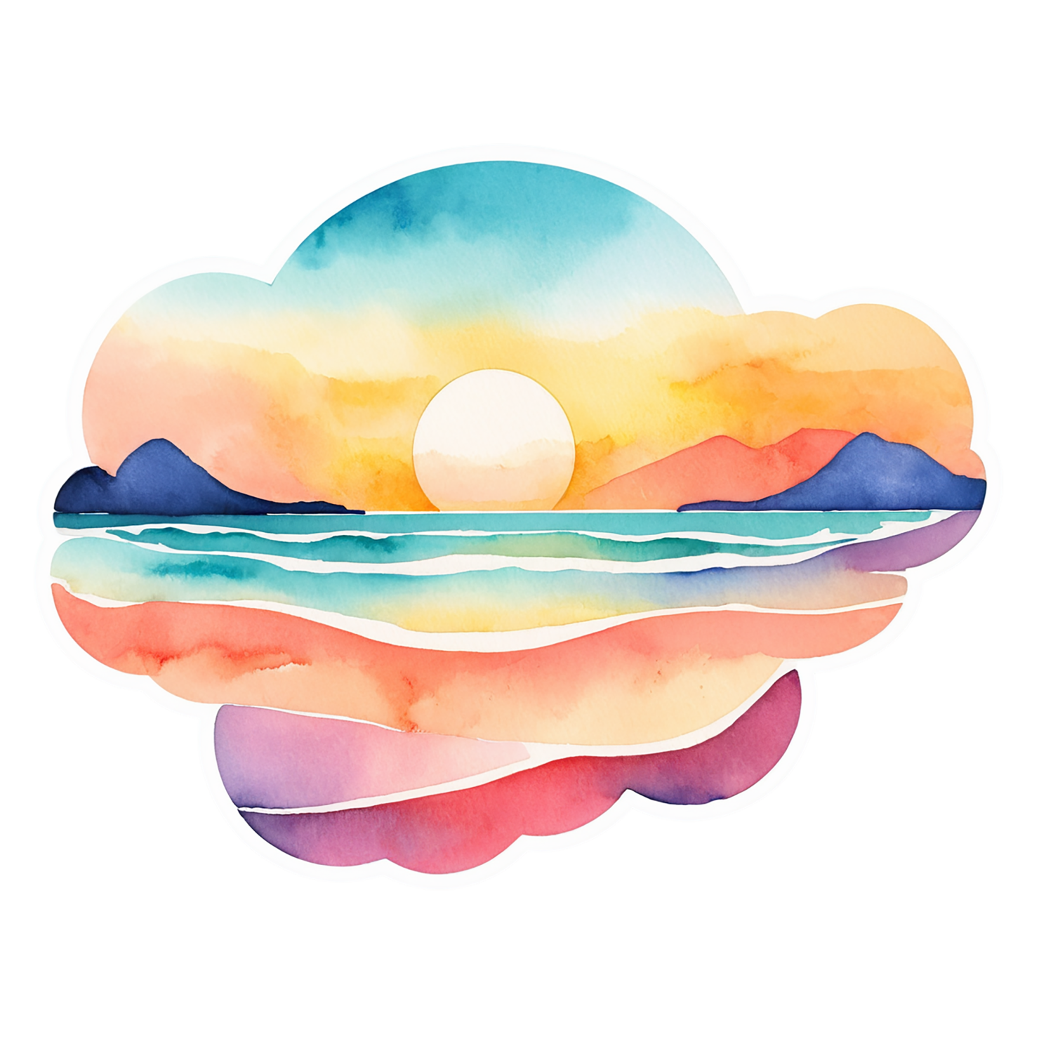 Beach Watercolor sticker isolated on transparent background #13010