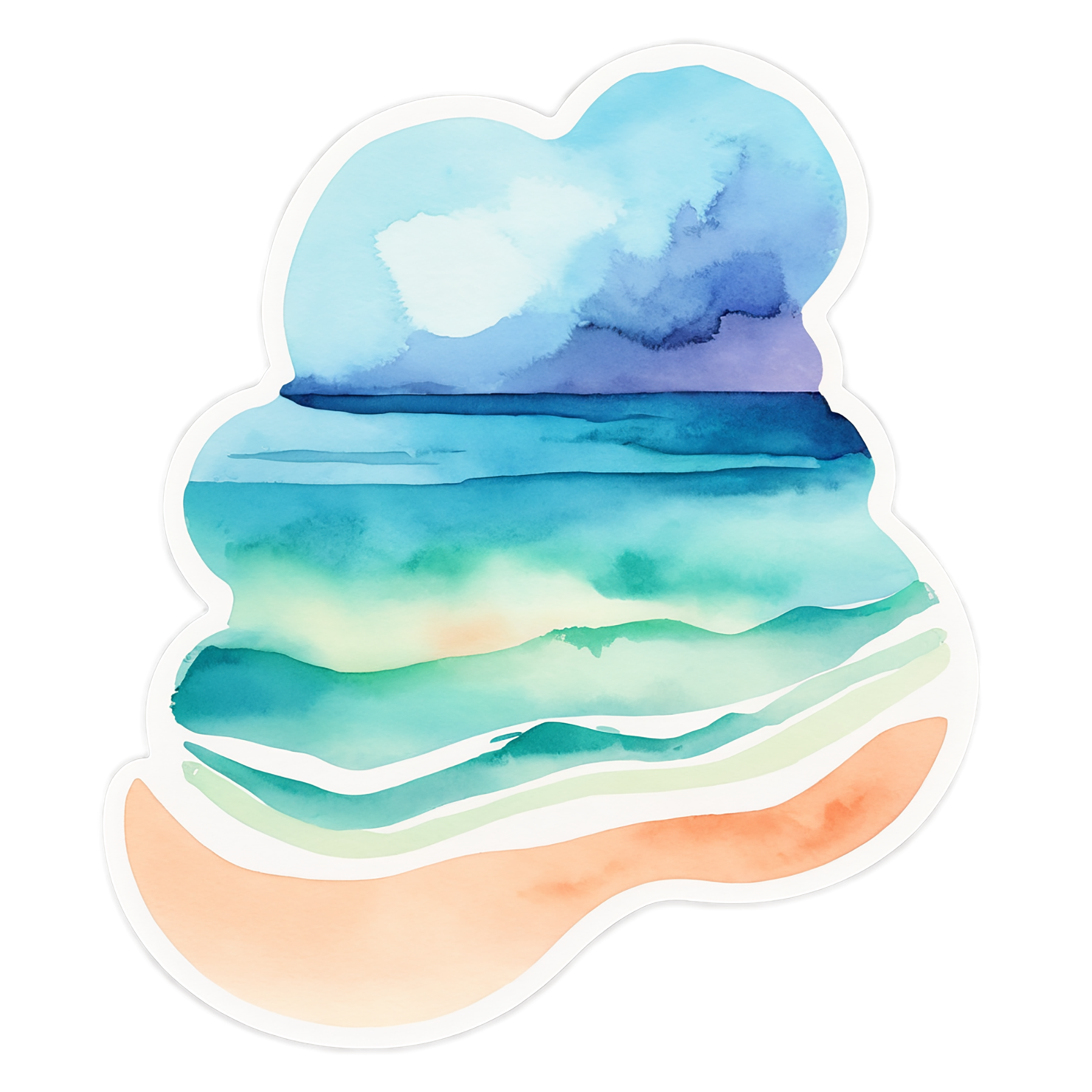 Beach Watercolor sticker isolated on transparent background #13011