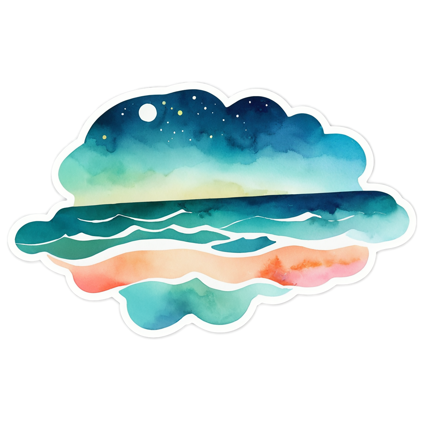 Beach Watercolor sticker isolated on transparent background #13014