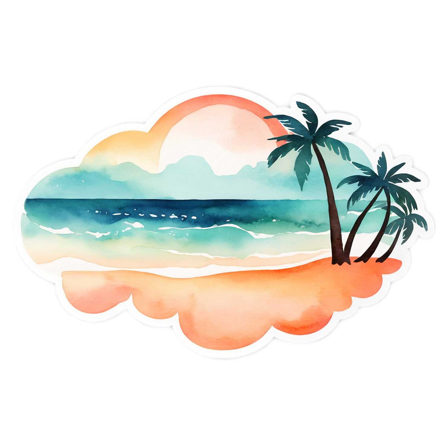 Beach Watercolor sticker isolated on transparent background #13016