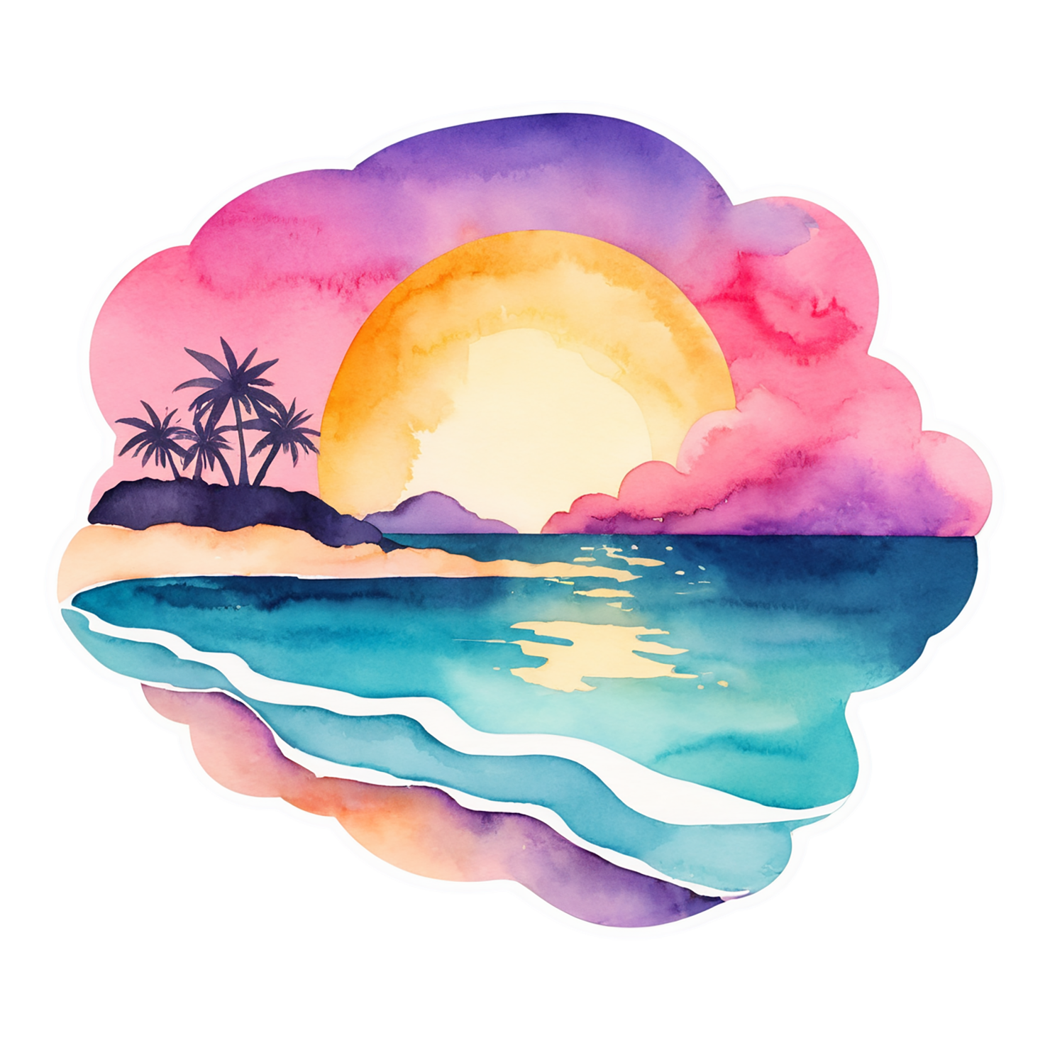 Beach Watercolor sticker isolated on transparent background #13017