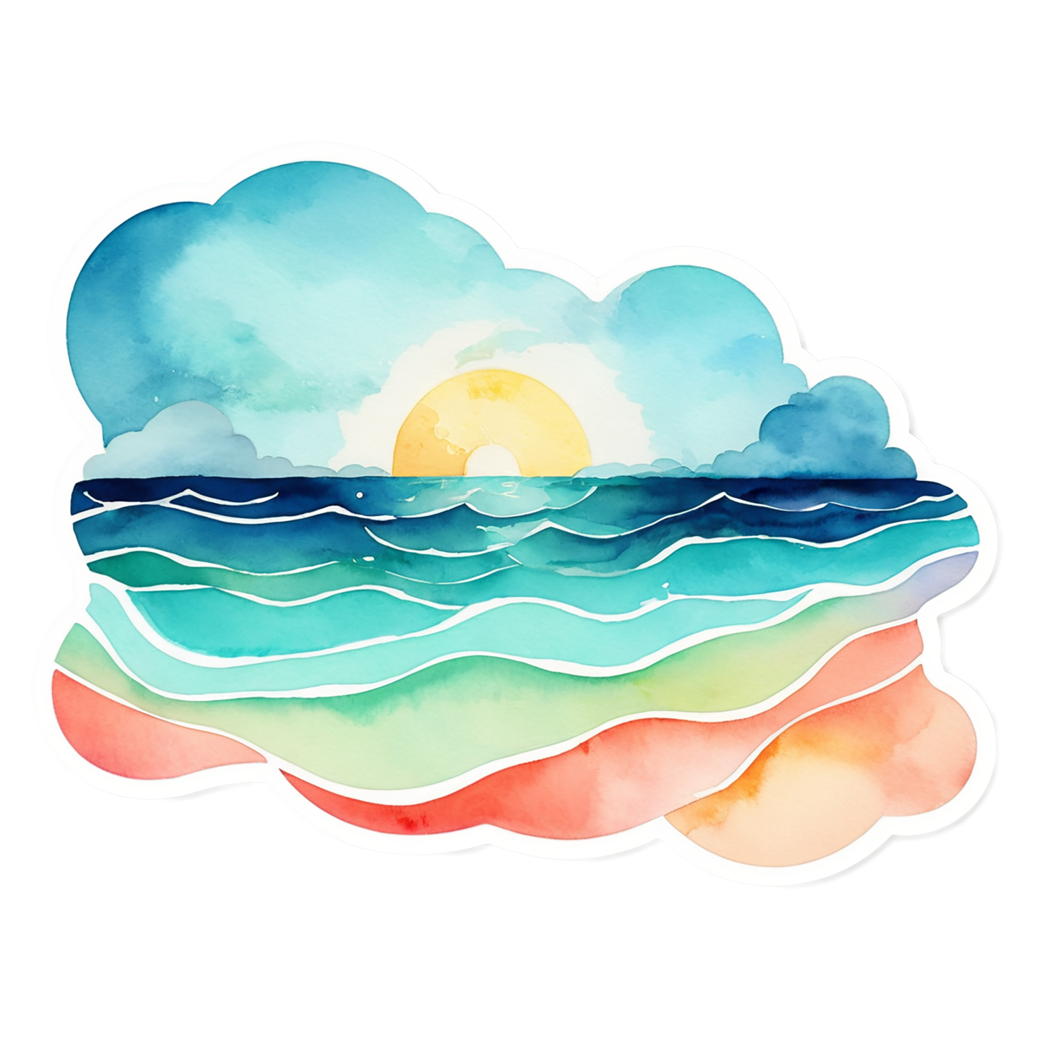 Beach Watercolor sticker isolated on transparent background #13018