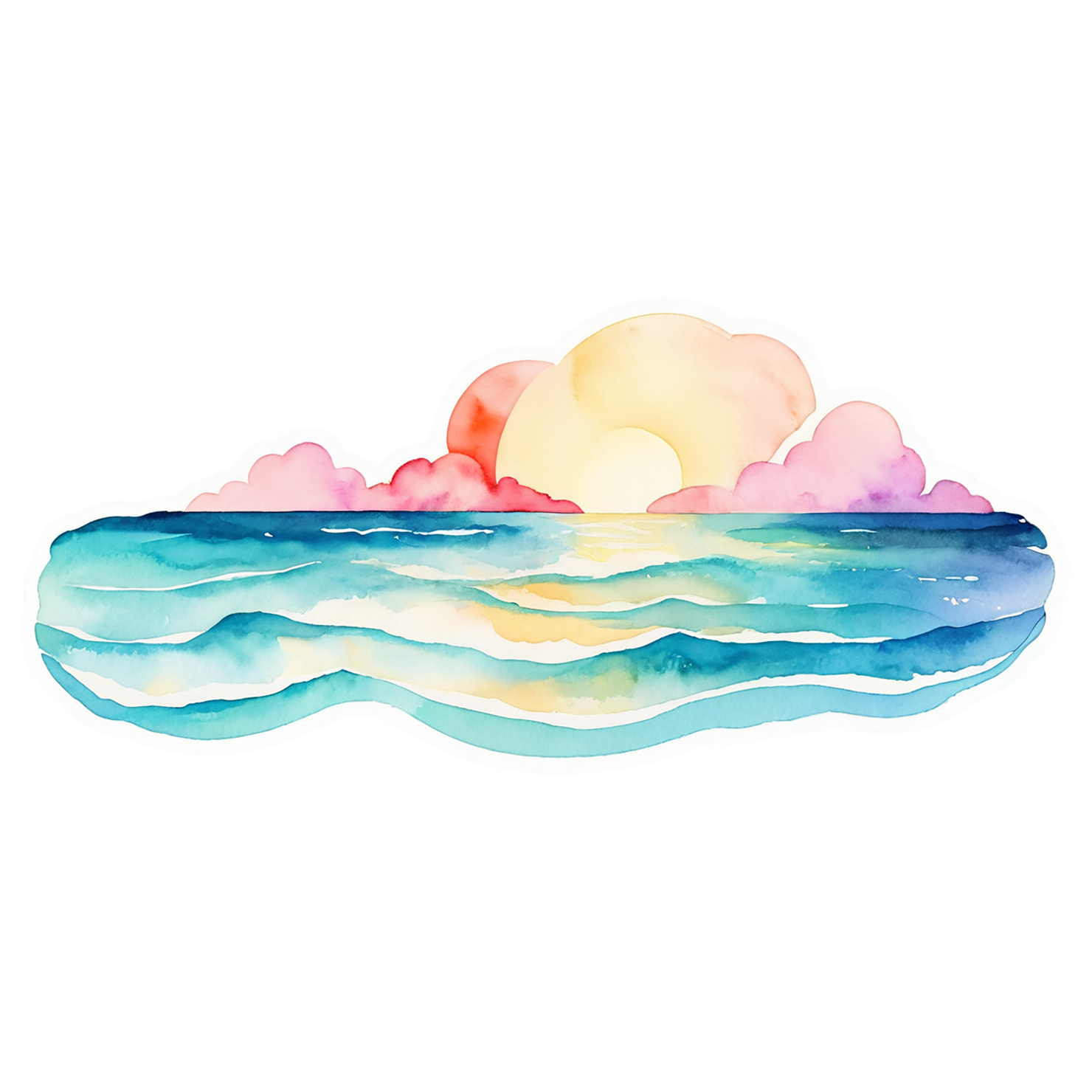 Beach Watercolor sticker isolated on transparent background #13019