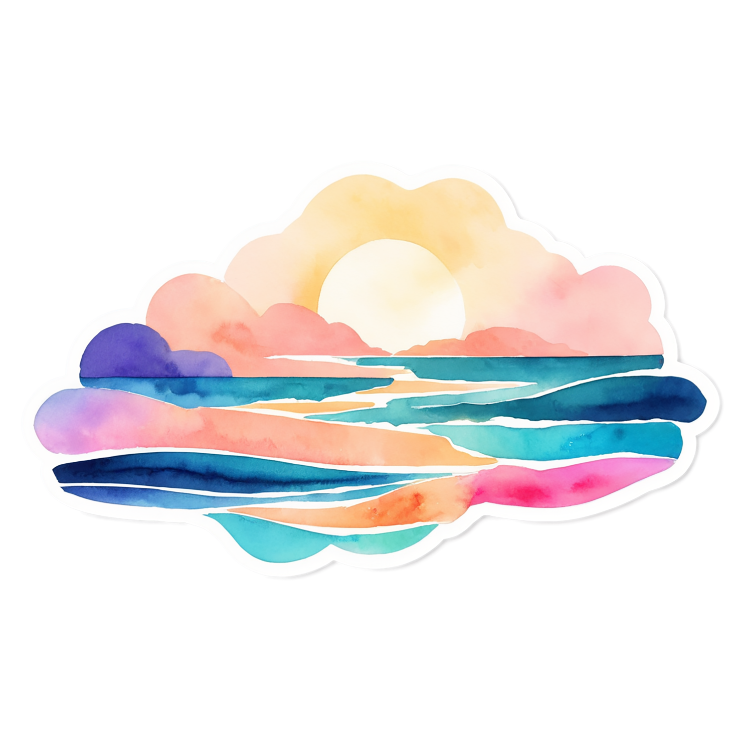 Beach Watercolor sticker isolated on transparent background #13023