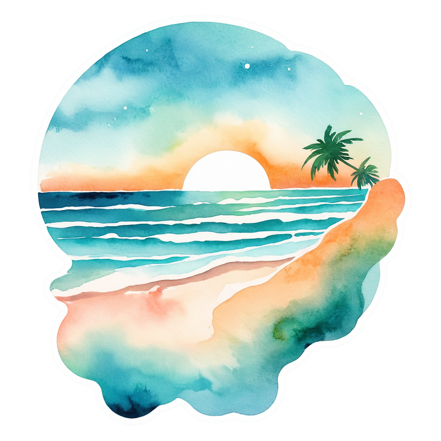 Beach Watercolor sticker isolated on transparent background #13024