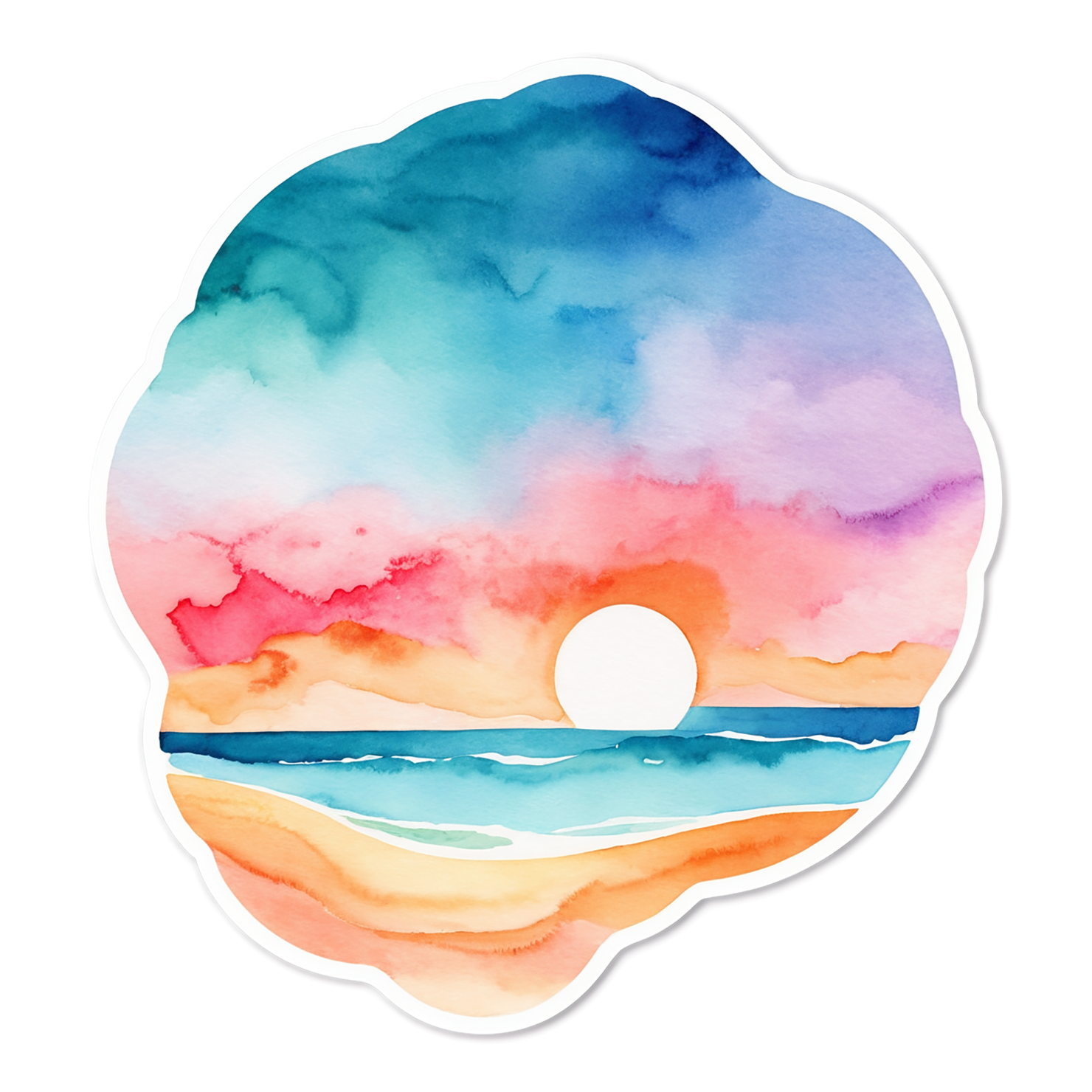 Beach Watercolor sticker isolated on transparent background #13025