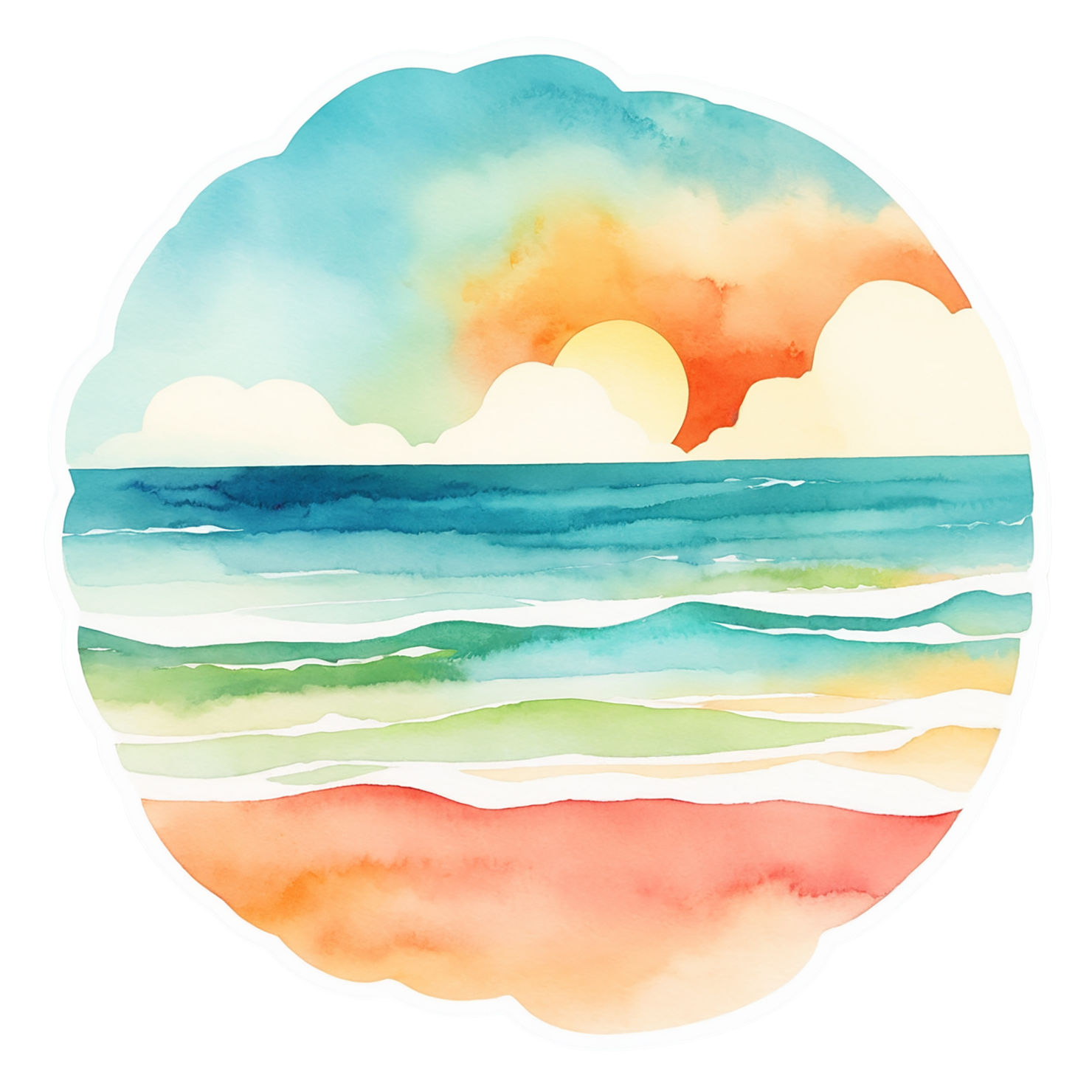 Beach Watercolor sticker isolated on transparent background #13027