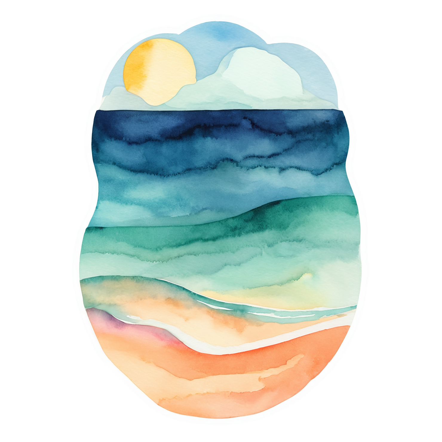 Beach Watercolor sticker isolated on transparent background #13028