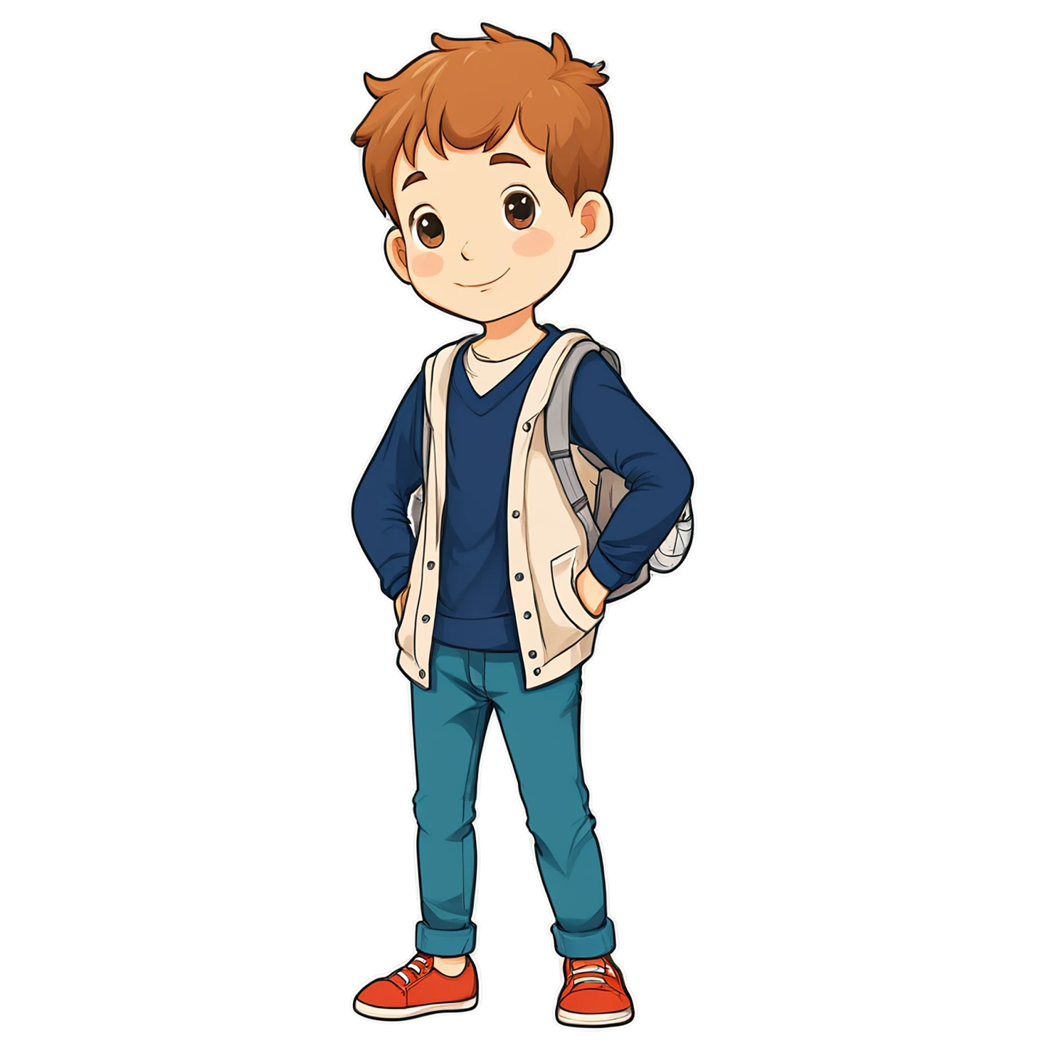 Boy cute sticker isolated on transparent background #13074