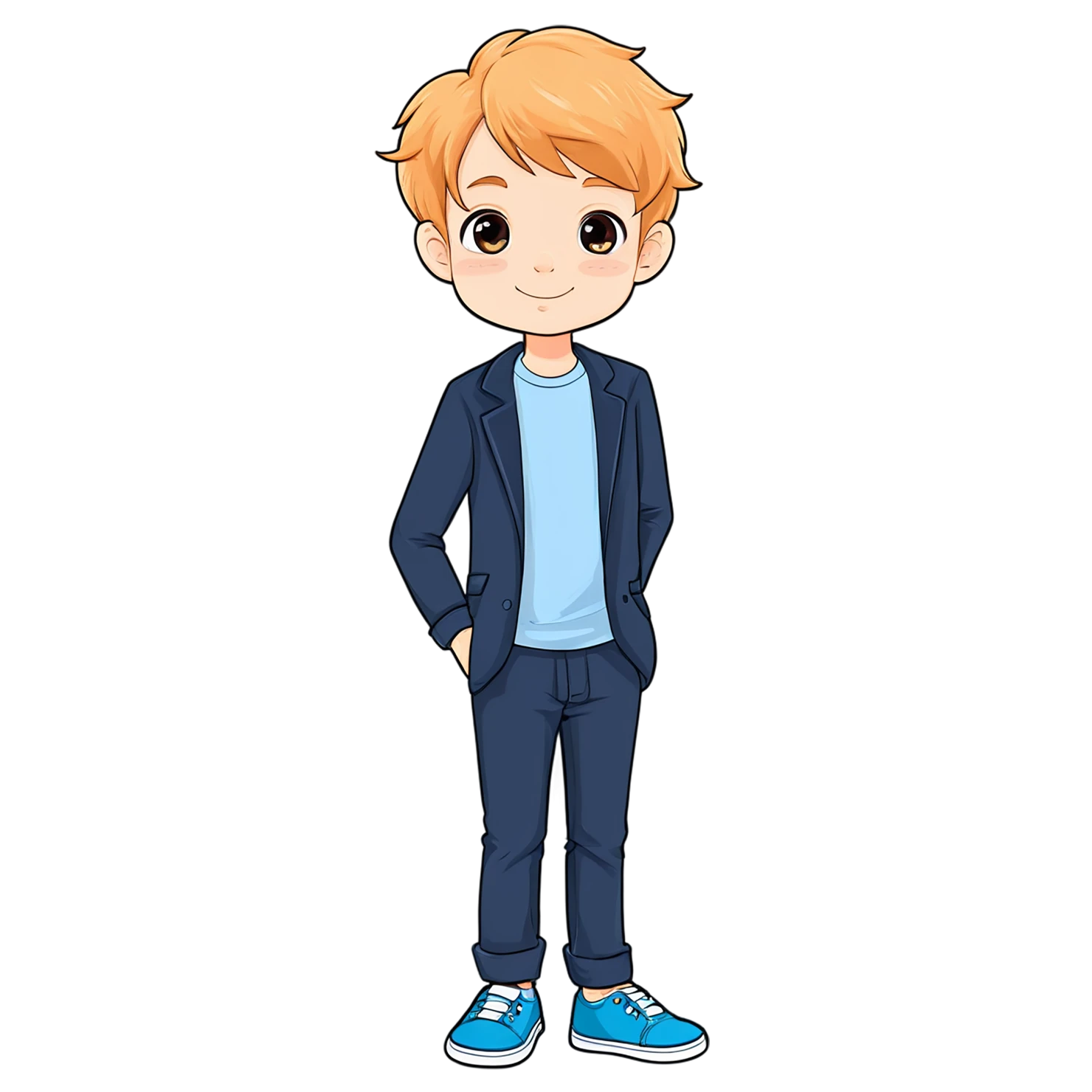 Boy cute sticker isolated on transparent background #13198