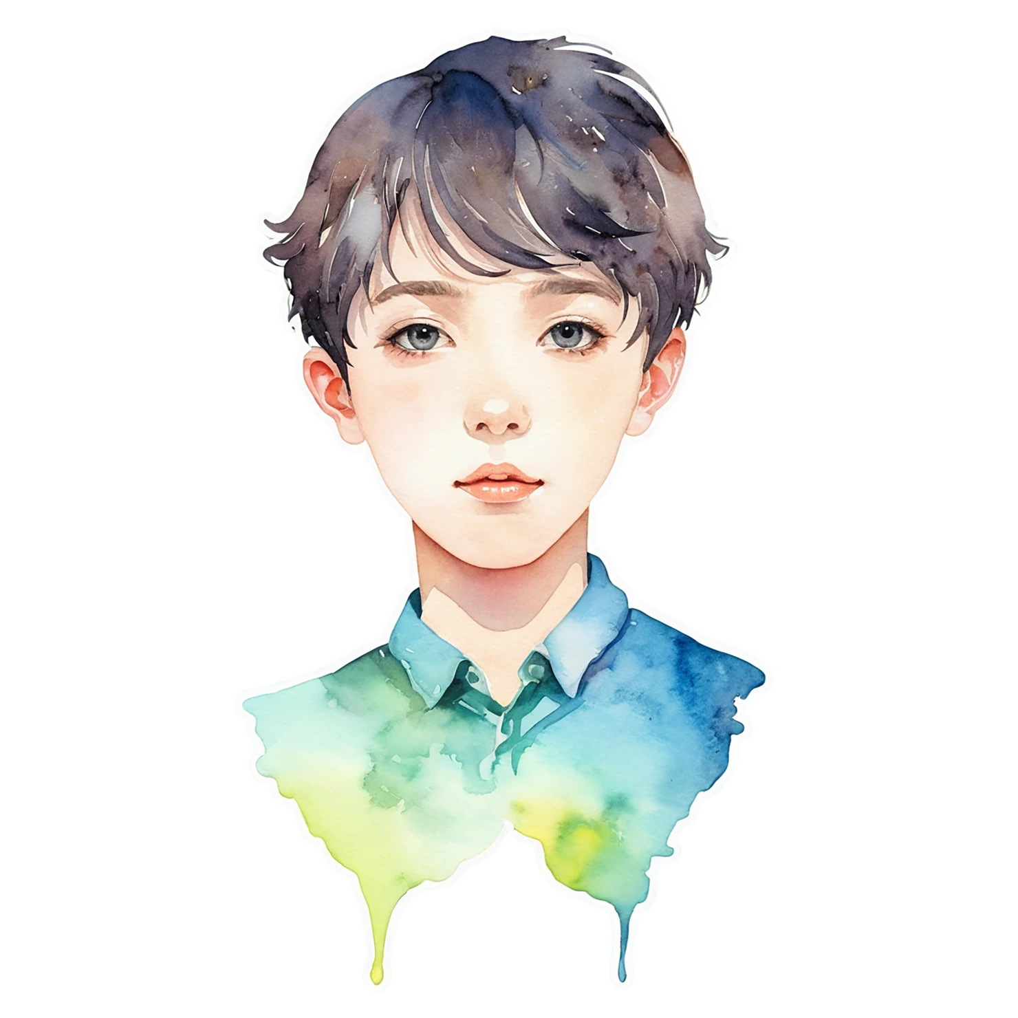 Boy watercolor sticker isolated on transparent background #13311