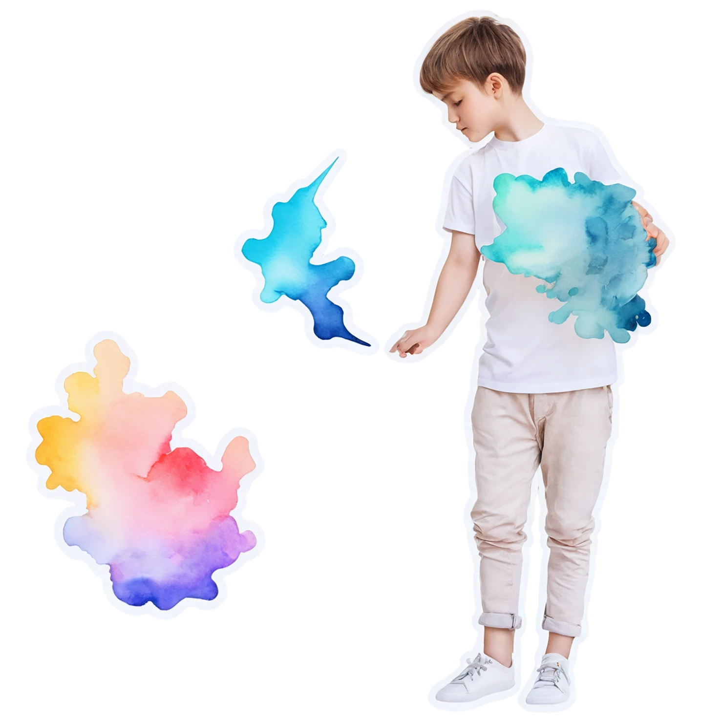 Boy watercolor sticker isolated on transparent background #13313