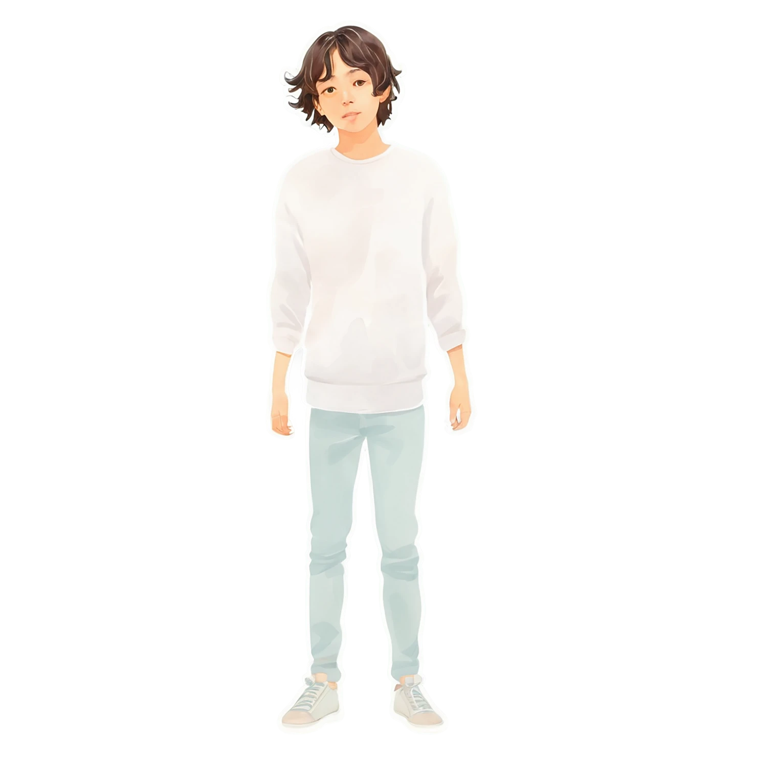 Boy watercolor sticker isolated on transparent background #13321
